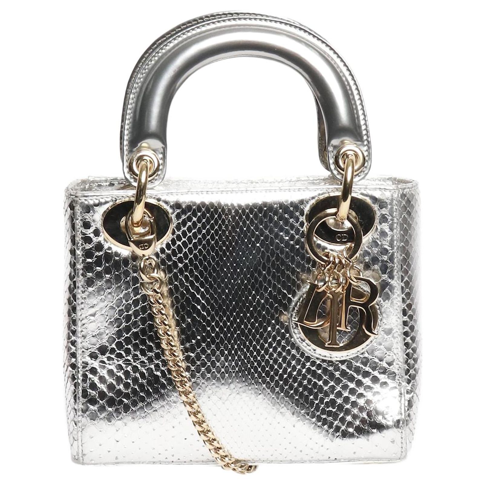 Silver Python Handbgs Silver python mini lady dior (Sold) - Joli Closet
