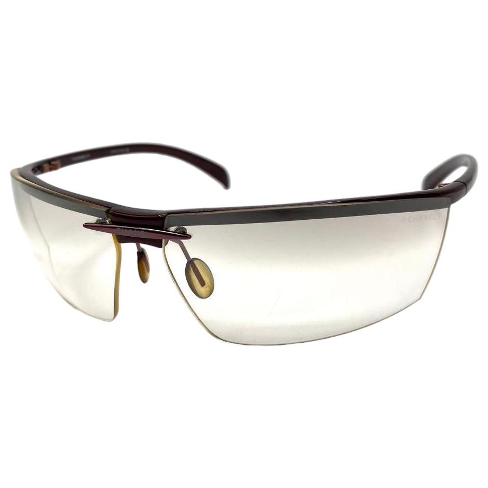 Chanel CC Logo Silver Clear Rimless Sunglasses 6001 Silvery