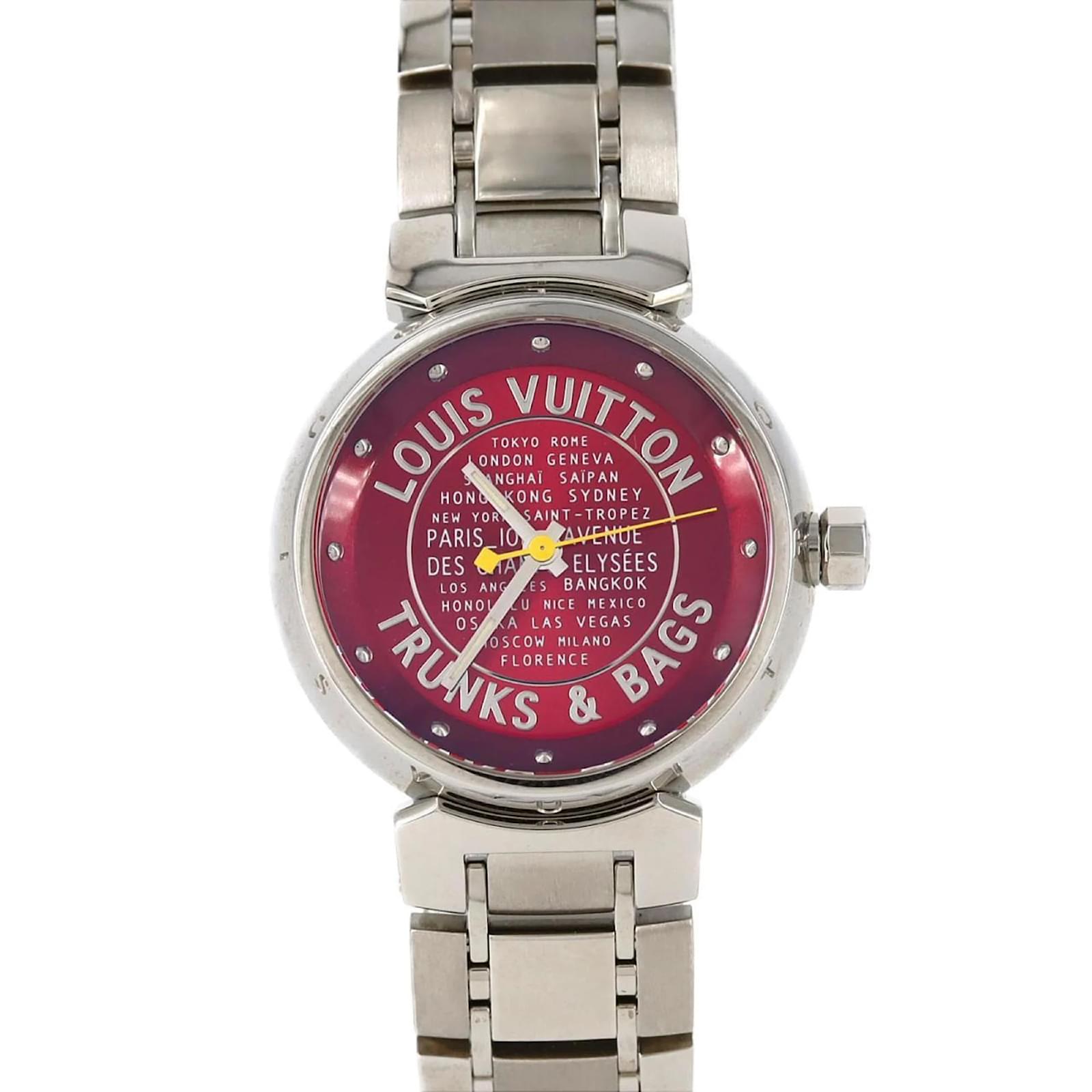 Louis Vuitton Tambour Q121N Stainless Steel Quartz Watch ref