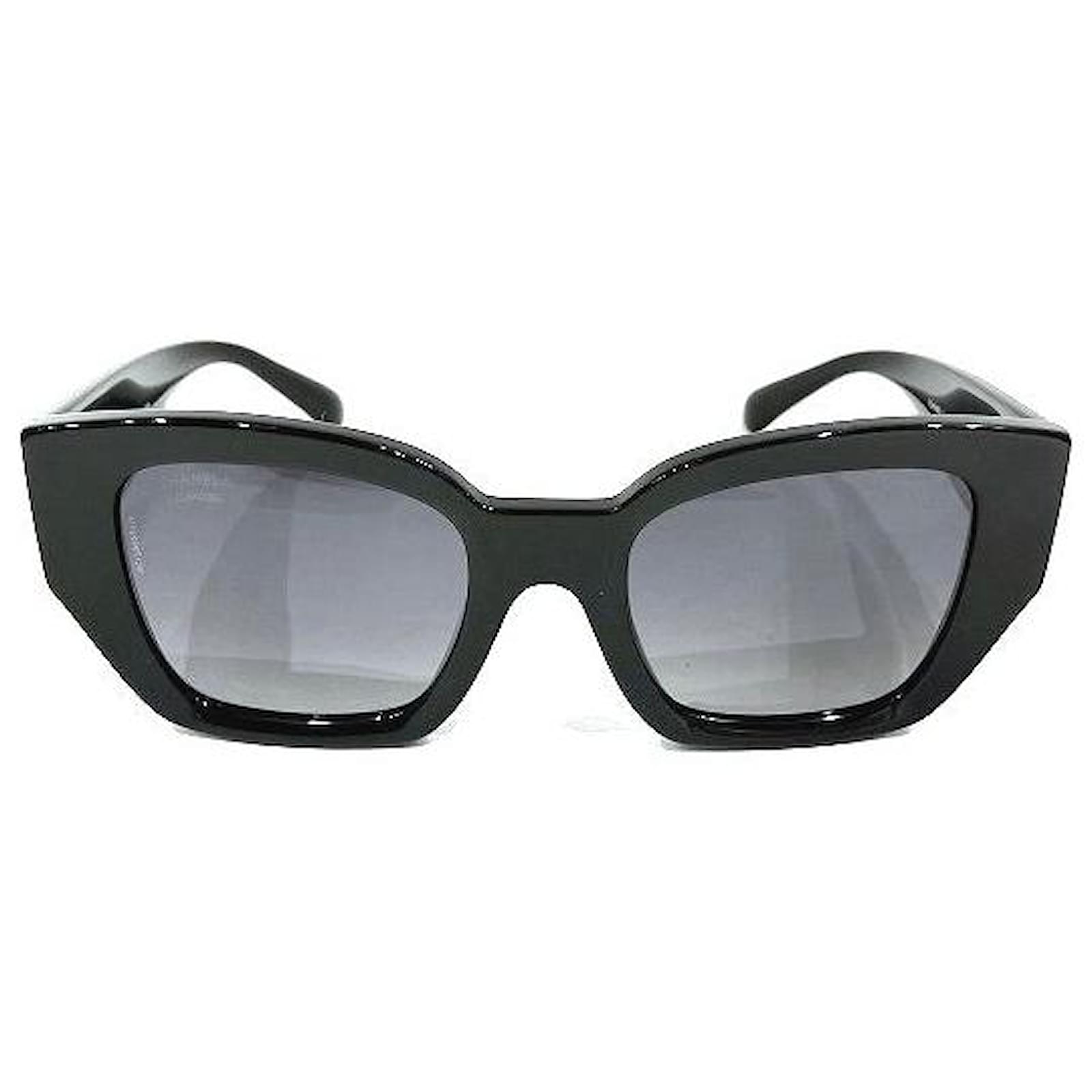 Chanel Coco Mark Square Shape Sunglasses Black Acrylic Resin ref