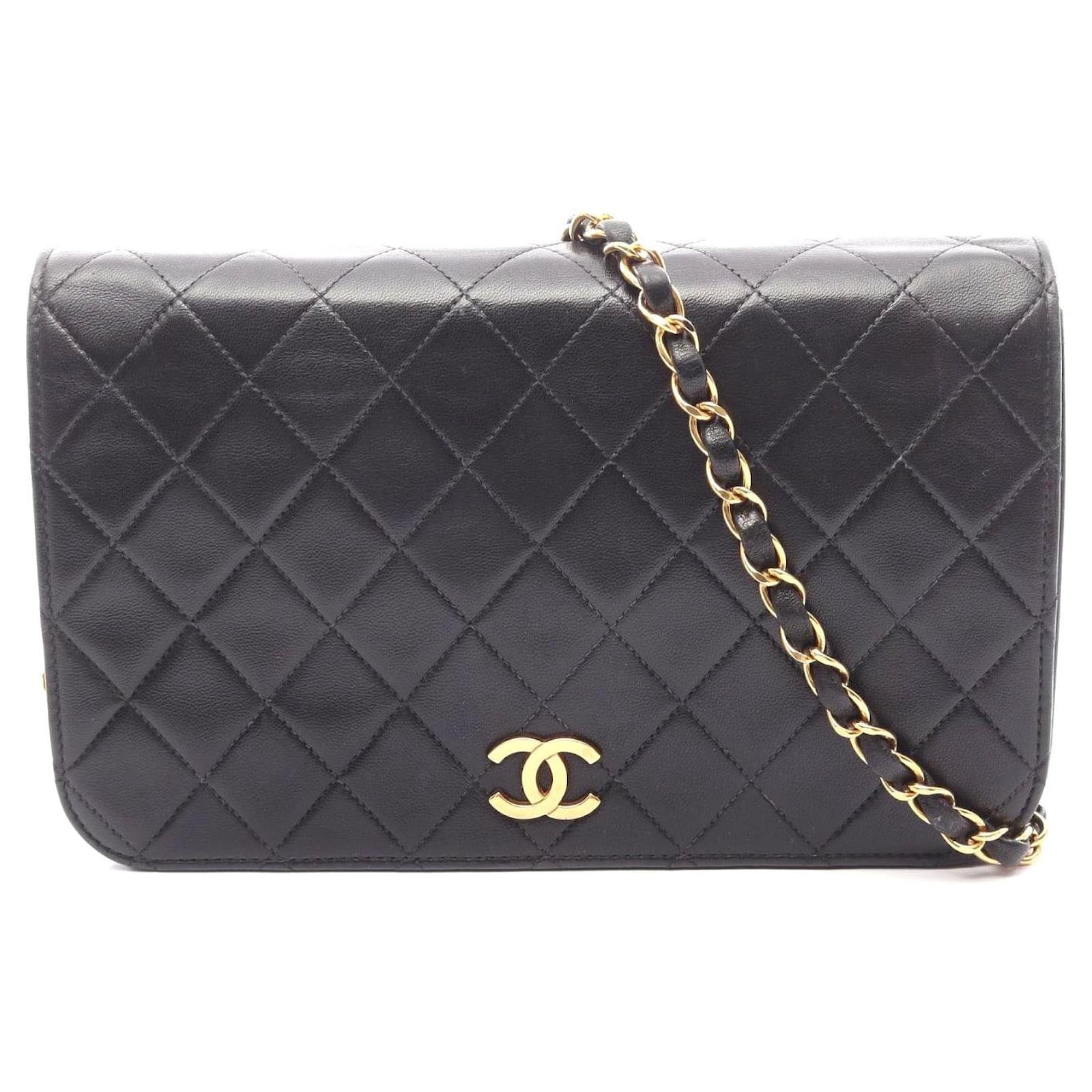Chanel Lambskin Matelasse Flap Shoulder Bag Black Leather ref