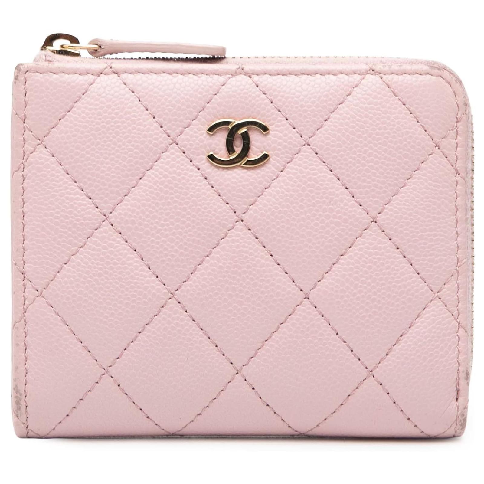 Chanel Pink CC Quilted Caviar Zipped Small Wallet Leather ref