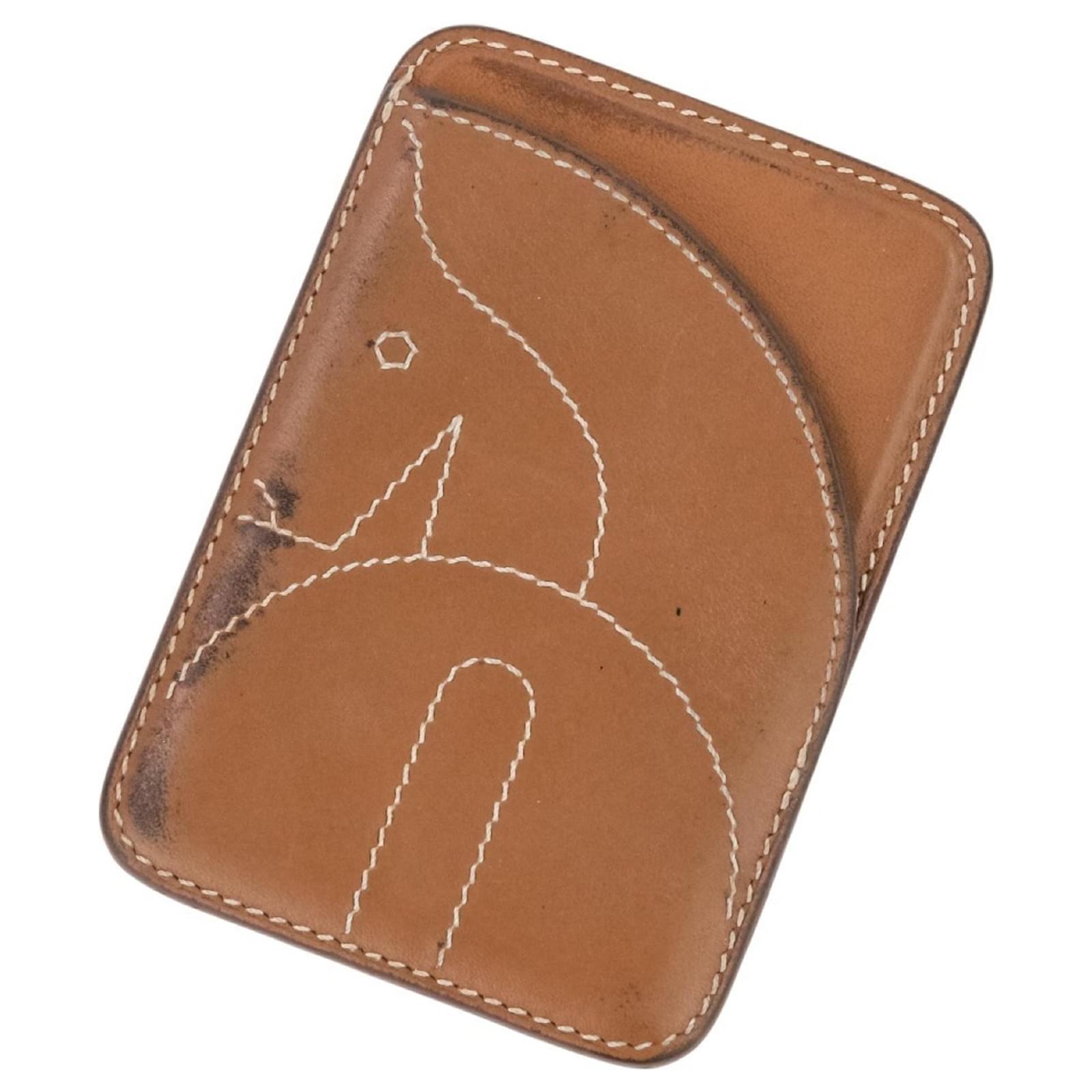 Hermès Hermes MagSafe Eman Cheval Leather Business Card Case Brown