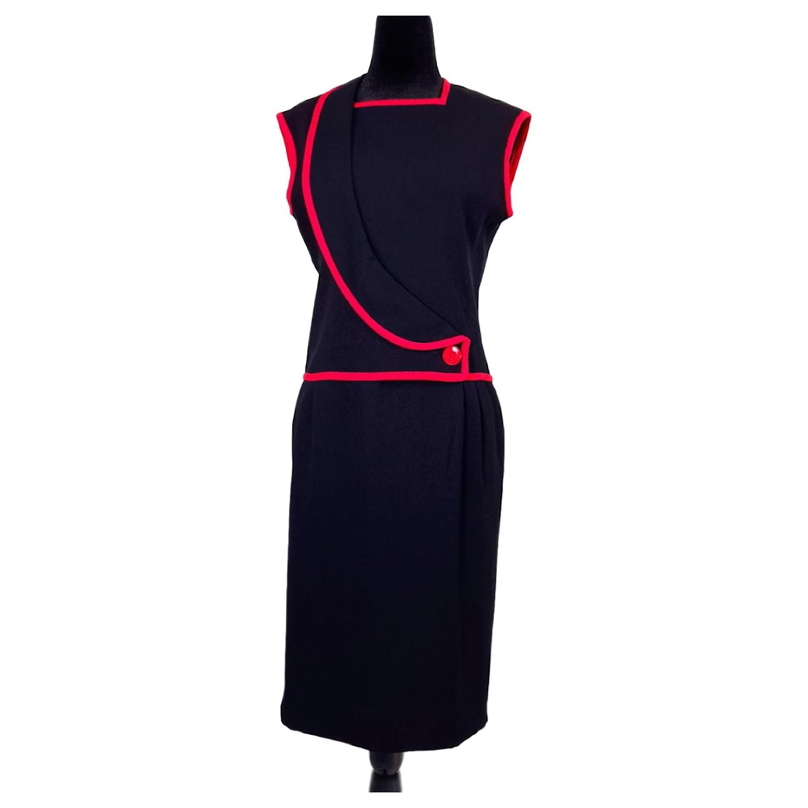 Valentino Garavani Valentino V Night red and black evening dress Wool  ref.JC2684017 (Sold)