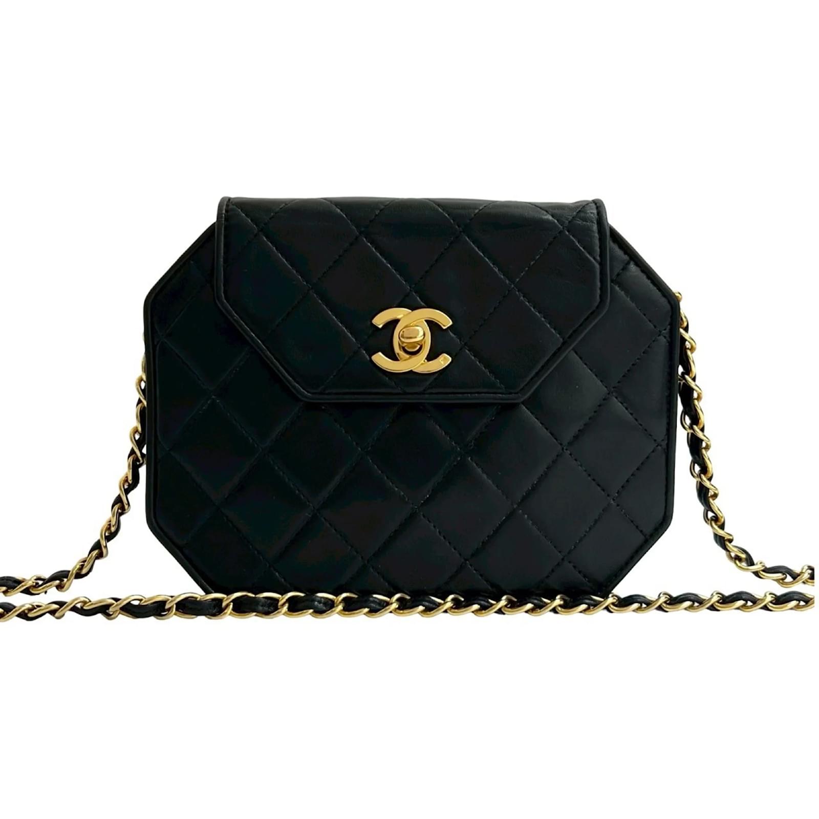 Chanel Matelasse Coco Lambskin Leather Chain Shoulder Bag Black