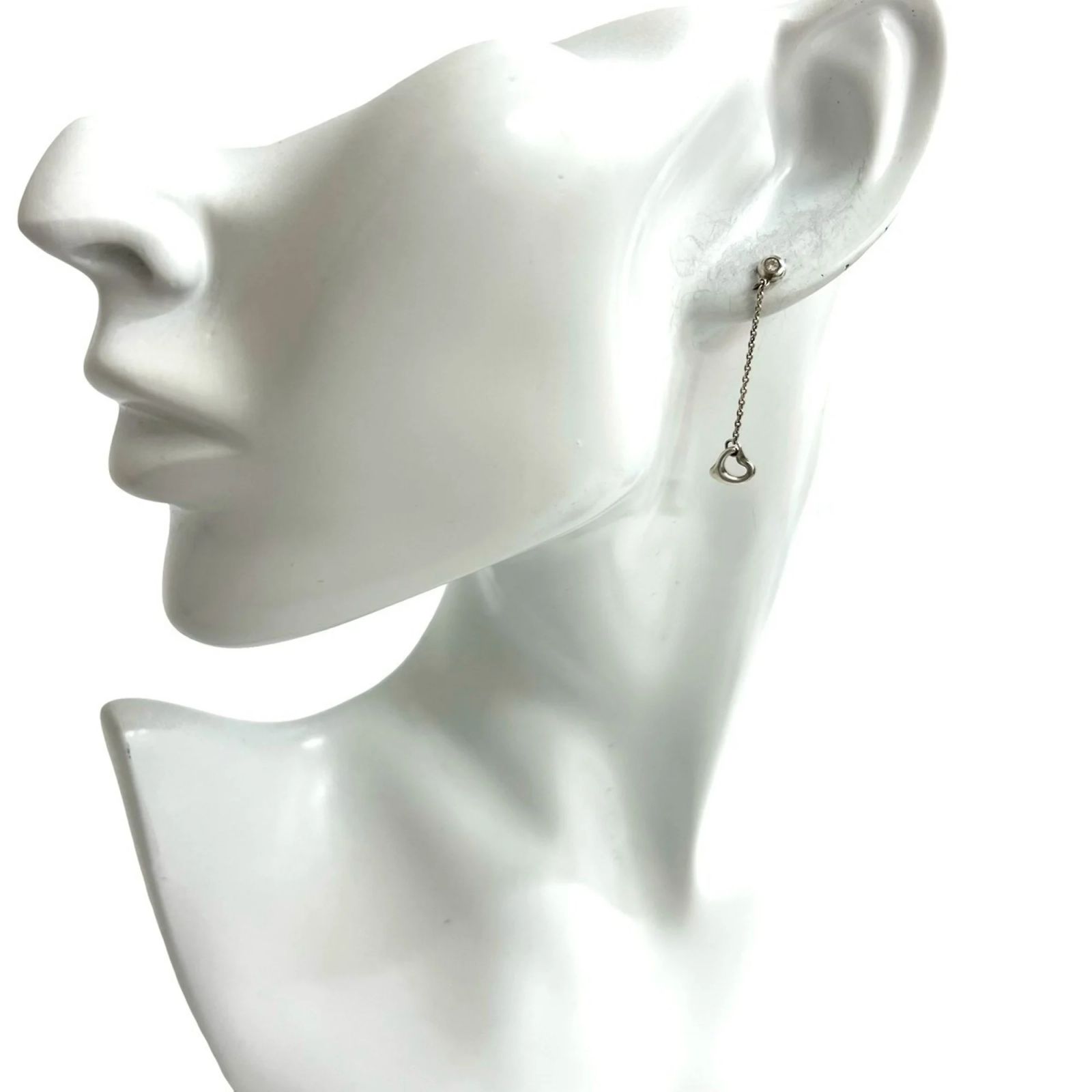 Tiffany & Co. Open Heart Drop Earrings Silvery Silver ref 