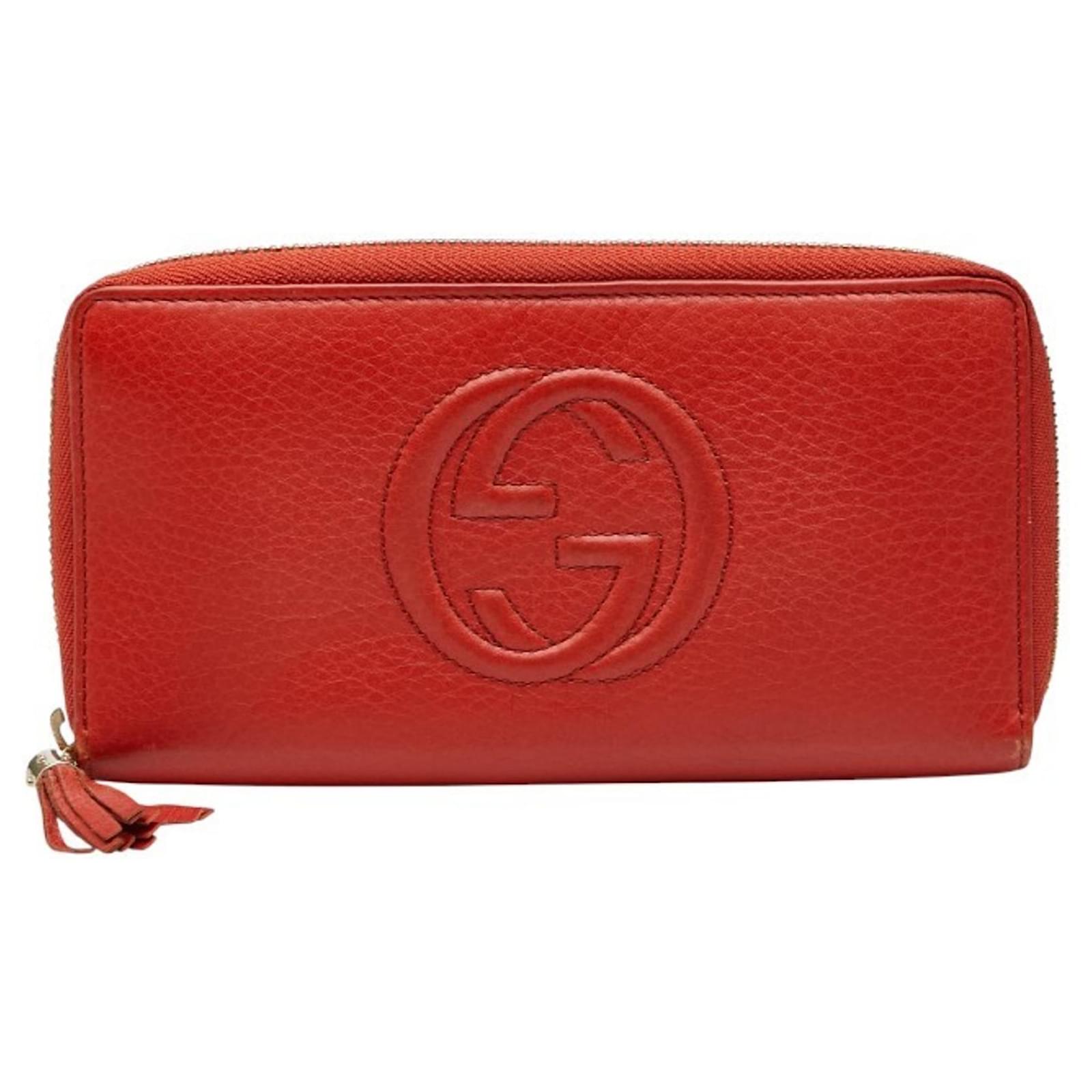 Gucci Soho Round Zip Long Wallet Red Leather ref.2686143 - Joli Closet
