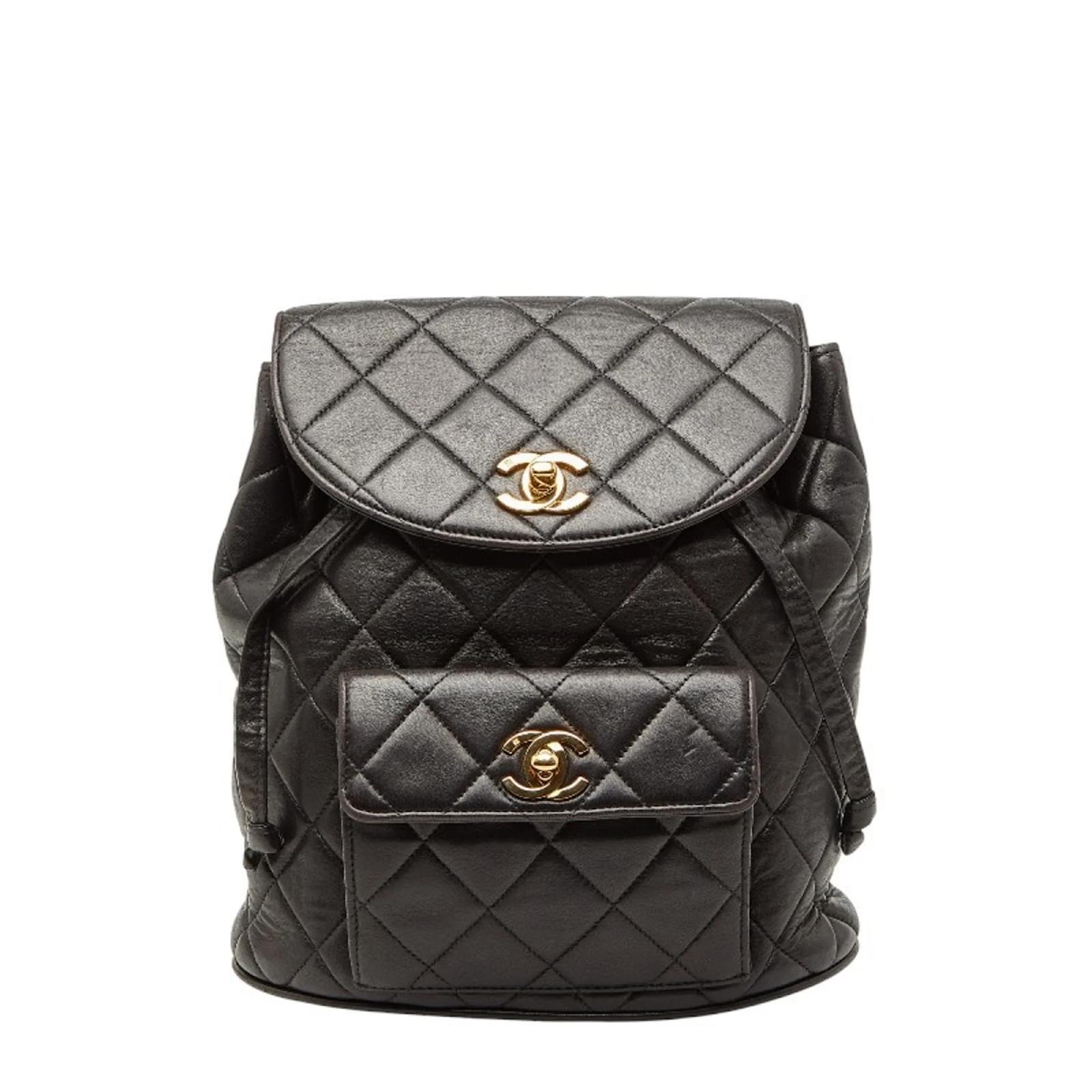 【超希少】CHANEL Coco Mark Boa Chain Backpack CHANEL Coco Mark Matelasse Chain Backpack Black Leather ref