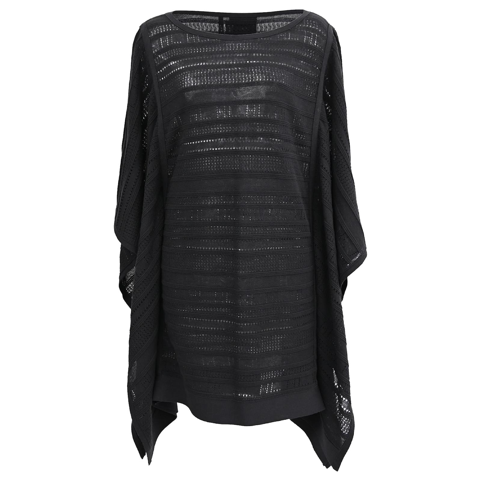 Herve Leger Amiee Knitted Poncho Mini Dress in Black Cotton ref.2687468 -  Joli Closet