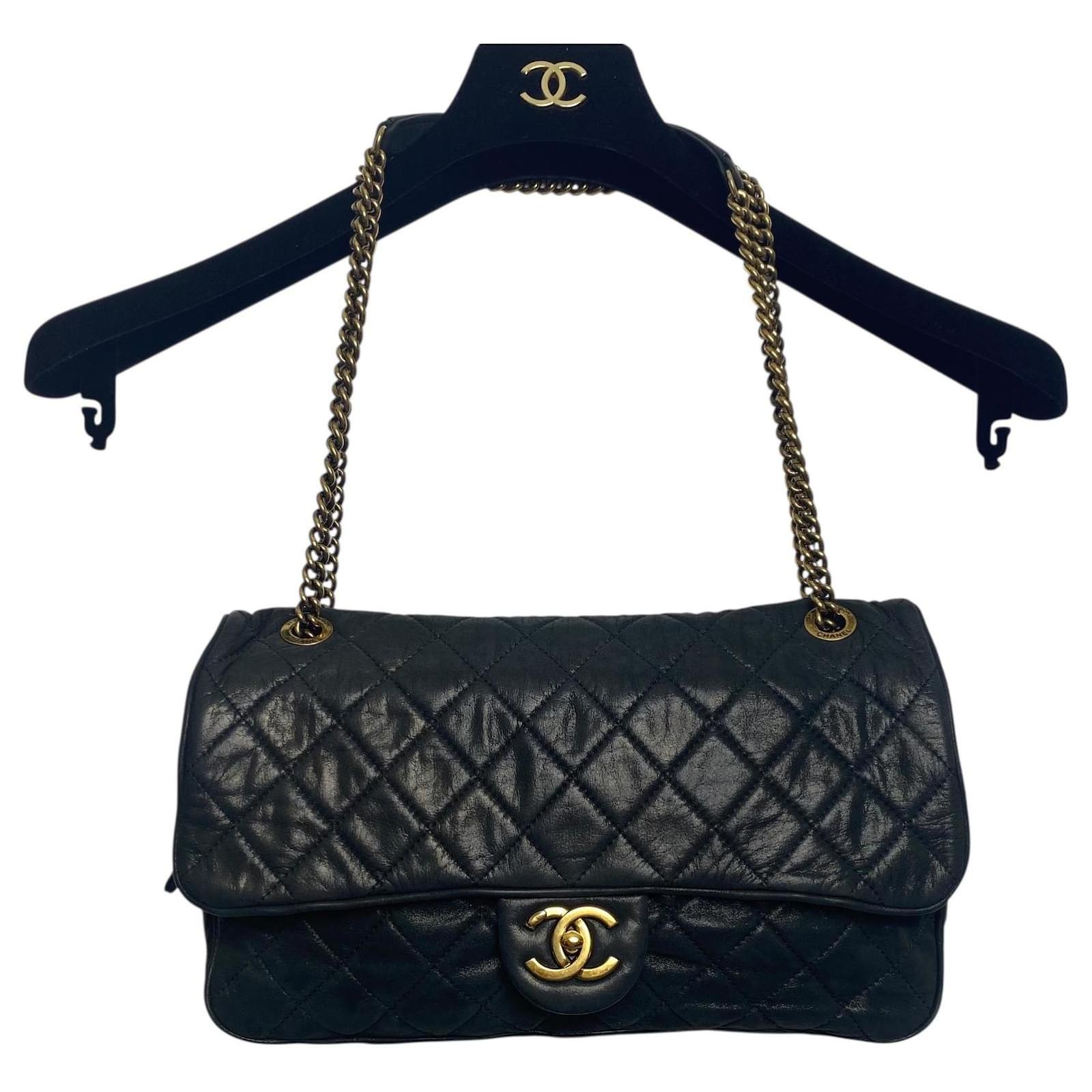 Timeless Chanel 2013 Black Quilted Iridescent Calfskin Shiva Jumbo