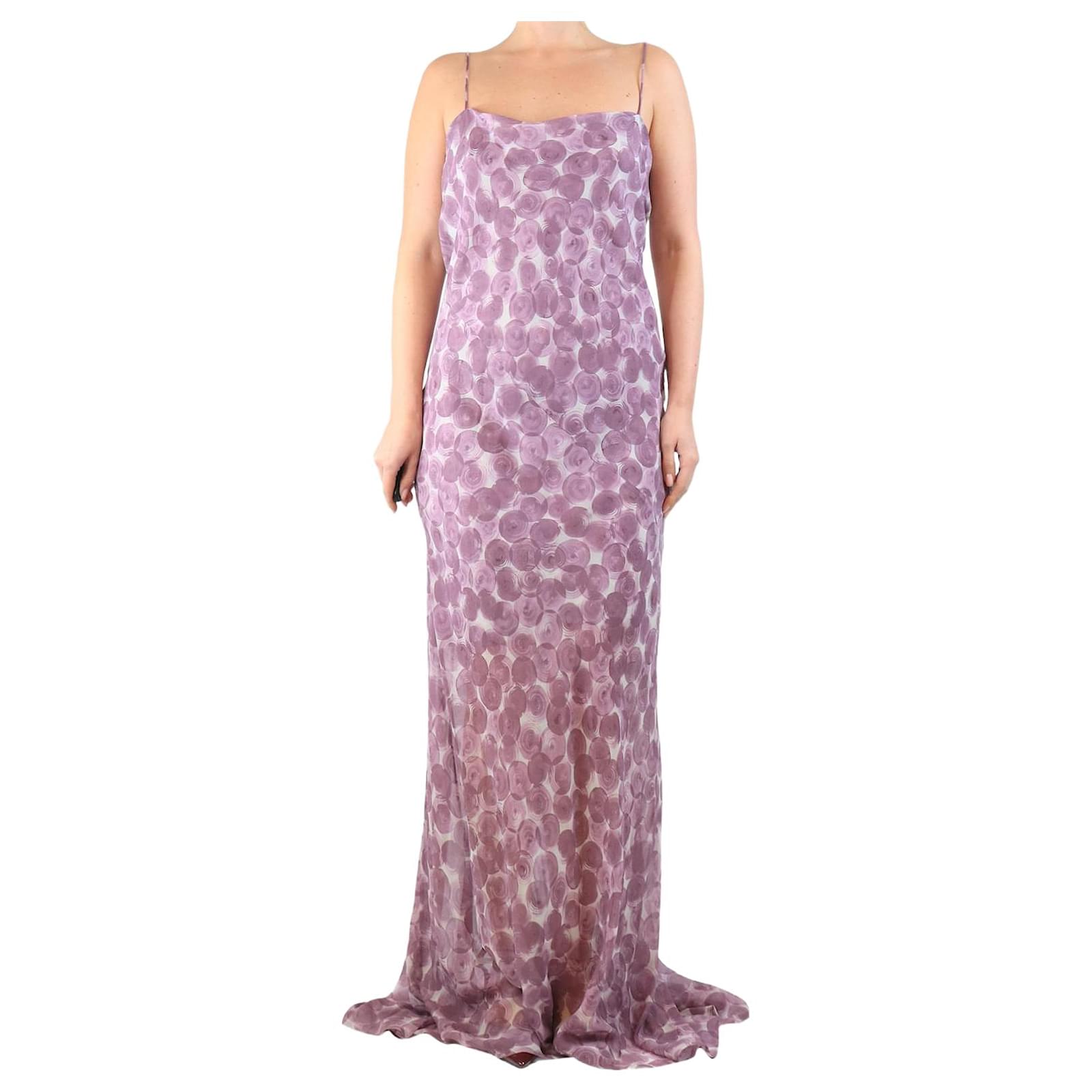 Dries Van Noten Purple printed silk chiffon slip dress - size UK 10  ref.JC2688080 (Sold) - Joli Closet