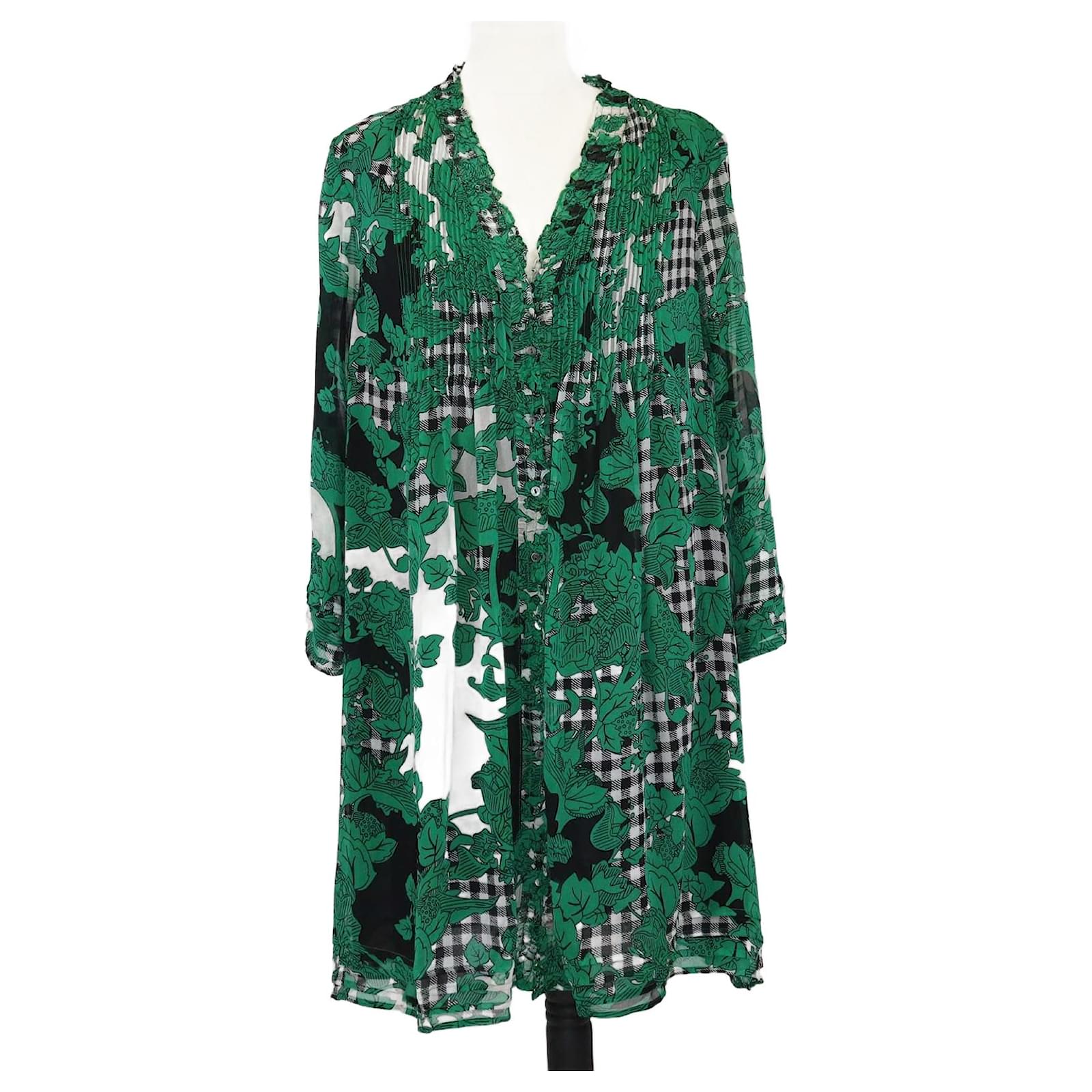 Diane Von Furstenberg Green Silk Floral Print Layla Dress ref.2690527 -  Joli Closet