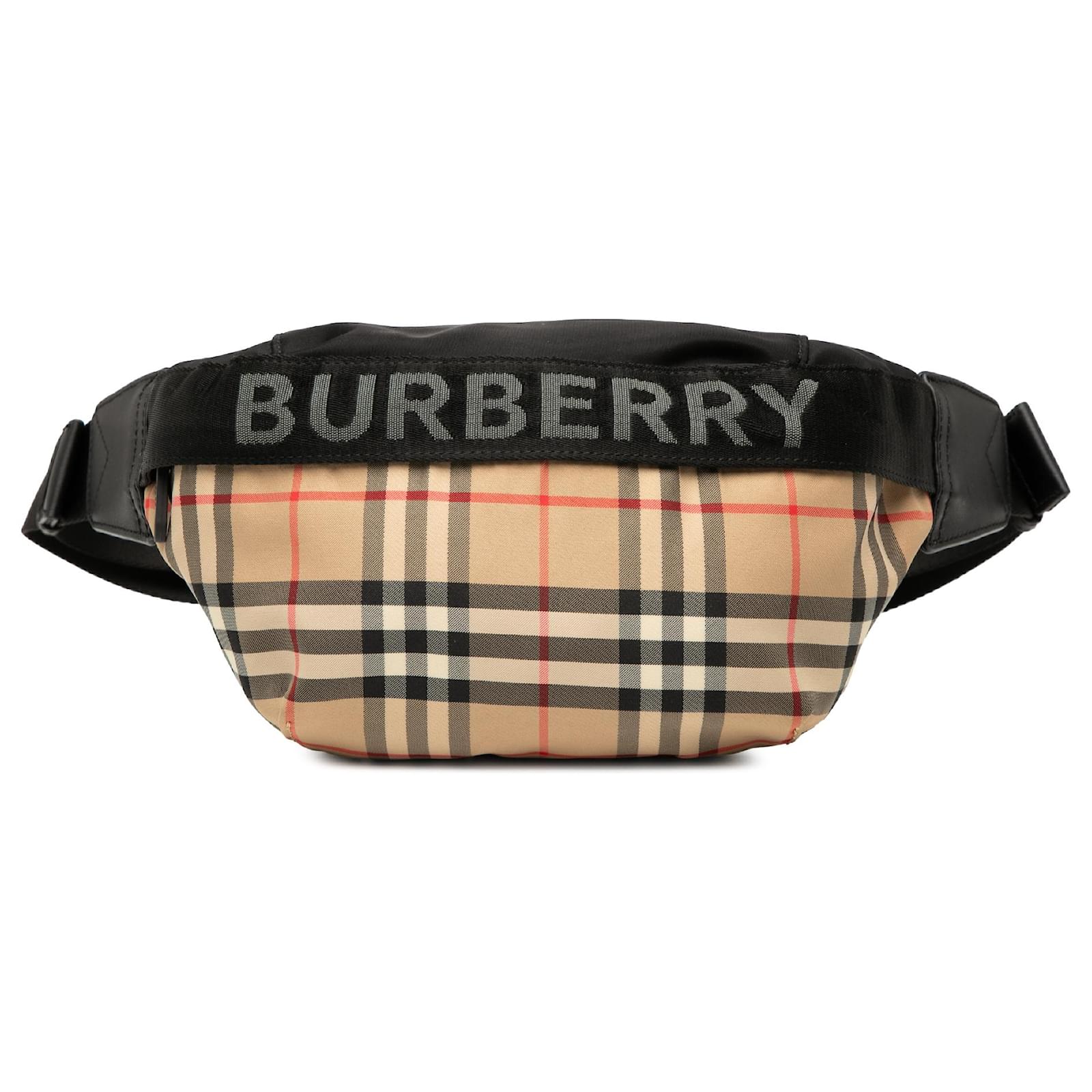 Burberry Brown House Check Nylon Sonny Belt Bag Beige Cloth ref