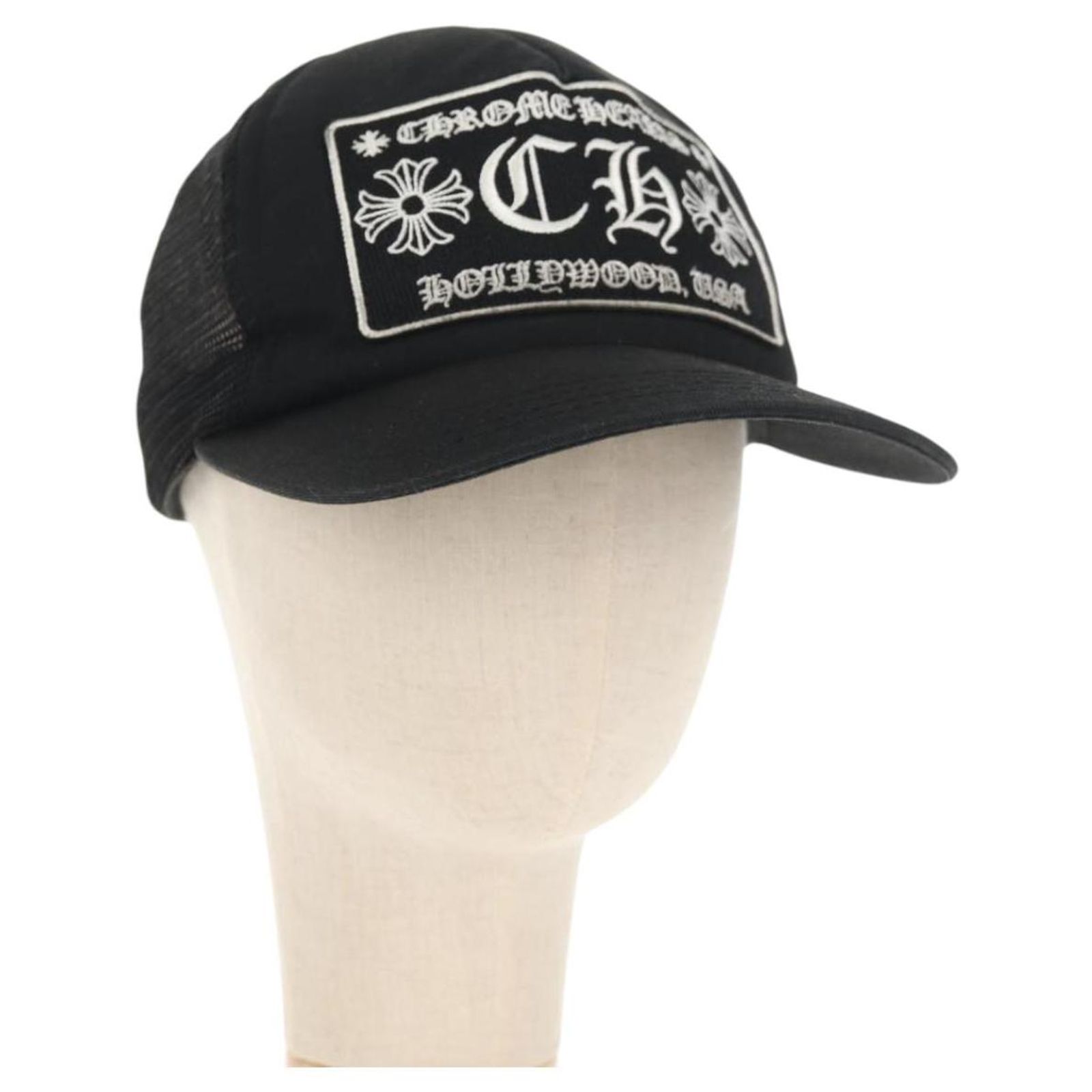 Chrome Hearts CH Patch Cross Ball Mesh Tracker Cap Cotton Black 
