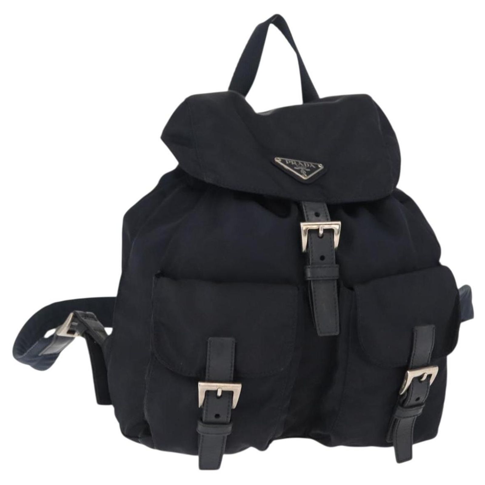 PRADA Backpack Nylon Navy Silver Auth am9440 Silvery Navy  display picture 2