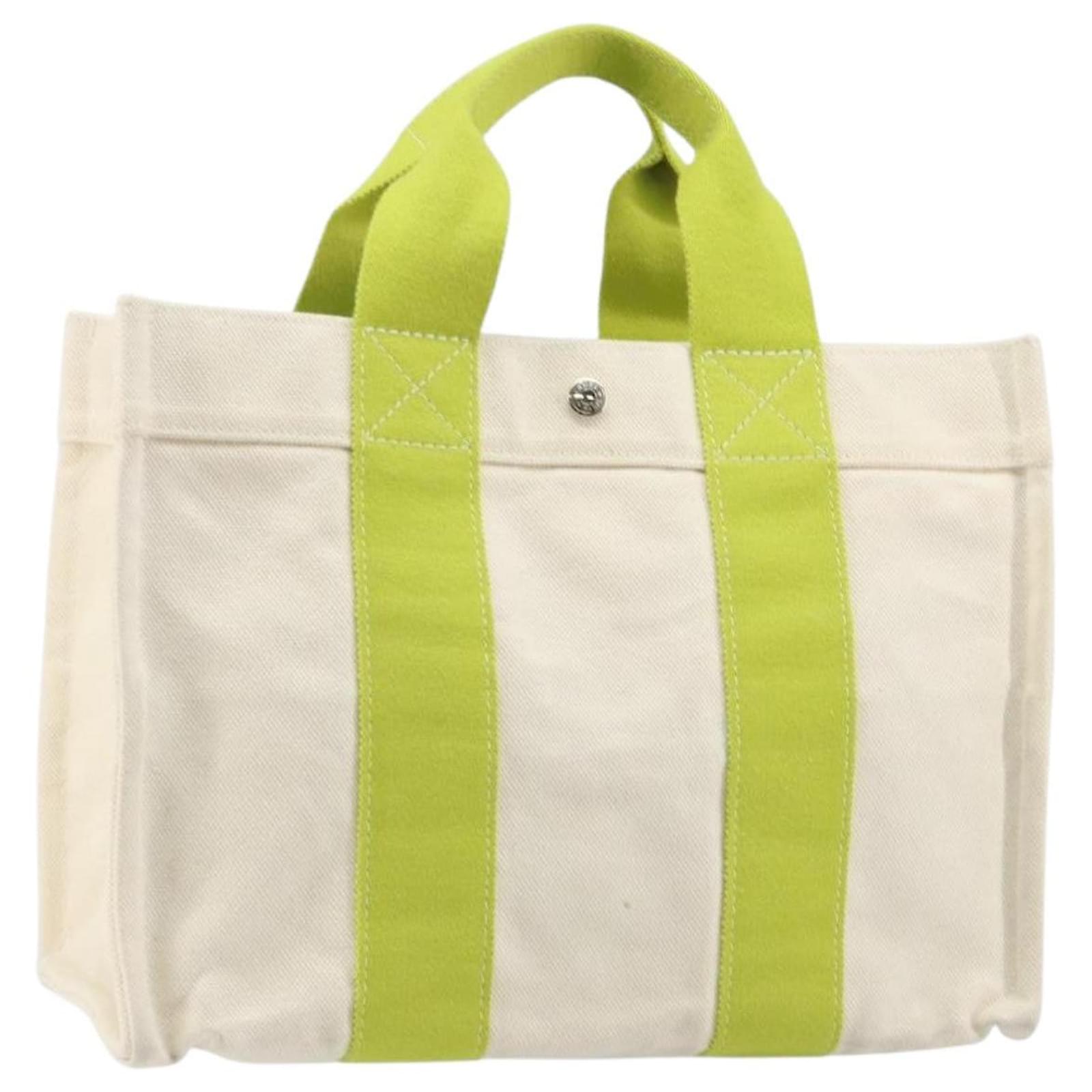 Hermès HERMES Bora Bora PM Tote Bag Canvas White Silver Auth