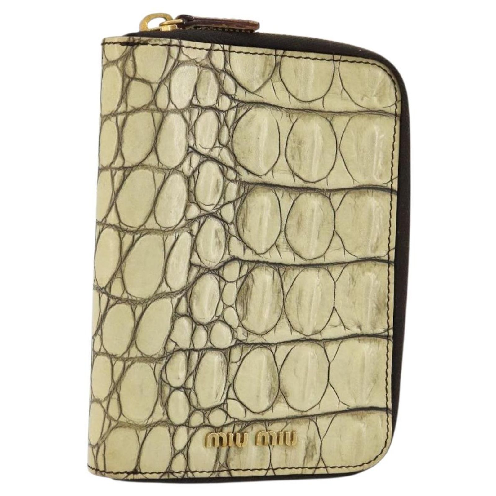 Miu Miu Day Planner Cover Leather Embossed Cream Auth 121305 ref 