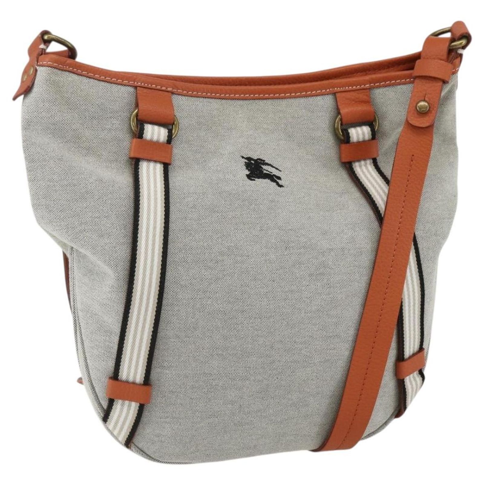 BURBERRY Blue Label Shoulder Bag Canvas Beige Auth 156877 Cloth 