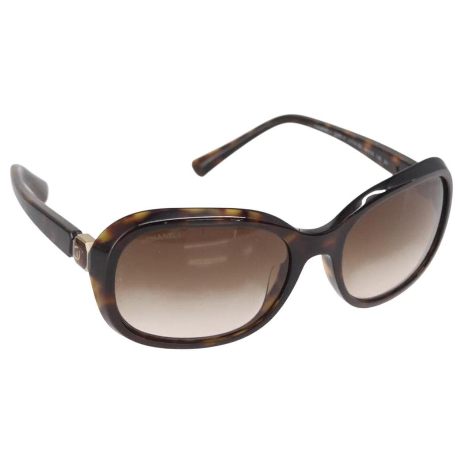 CHANEL Sunglasses plastic Brown Chanel Tortoise Shell CC Sunglasses Brown GHW – Bag Religion main image 2