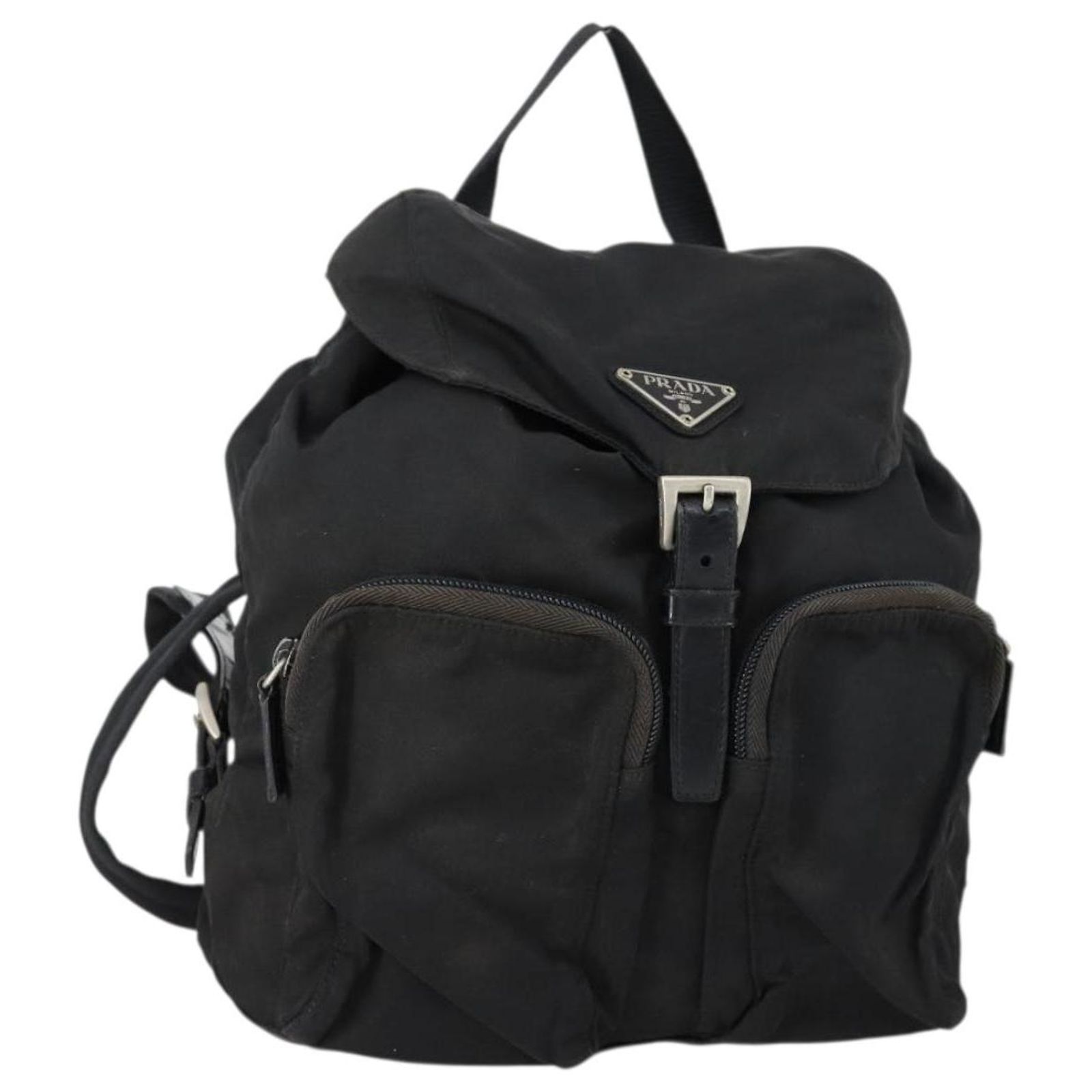 PRADA Backpack Nylon Black Silver Auth 153034 Silvery ref  display picture 1