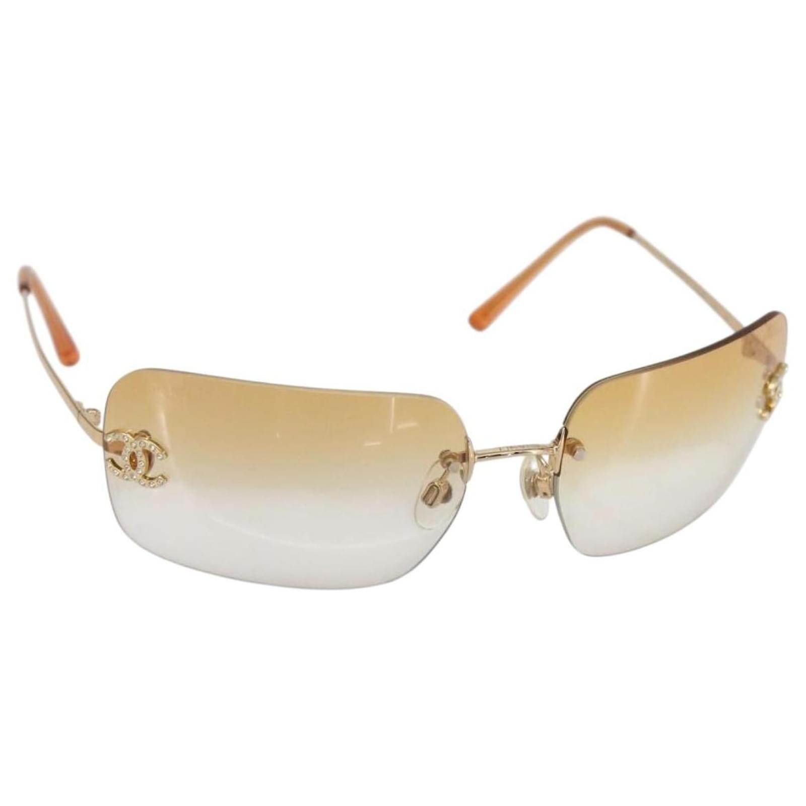 CHANEL Sunglasses metal Gold Tone CC Auth am10051V ref.JC2702979
