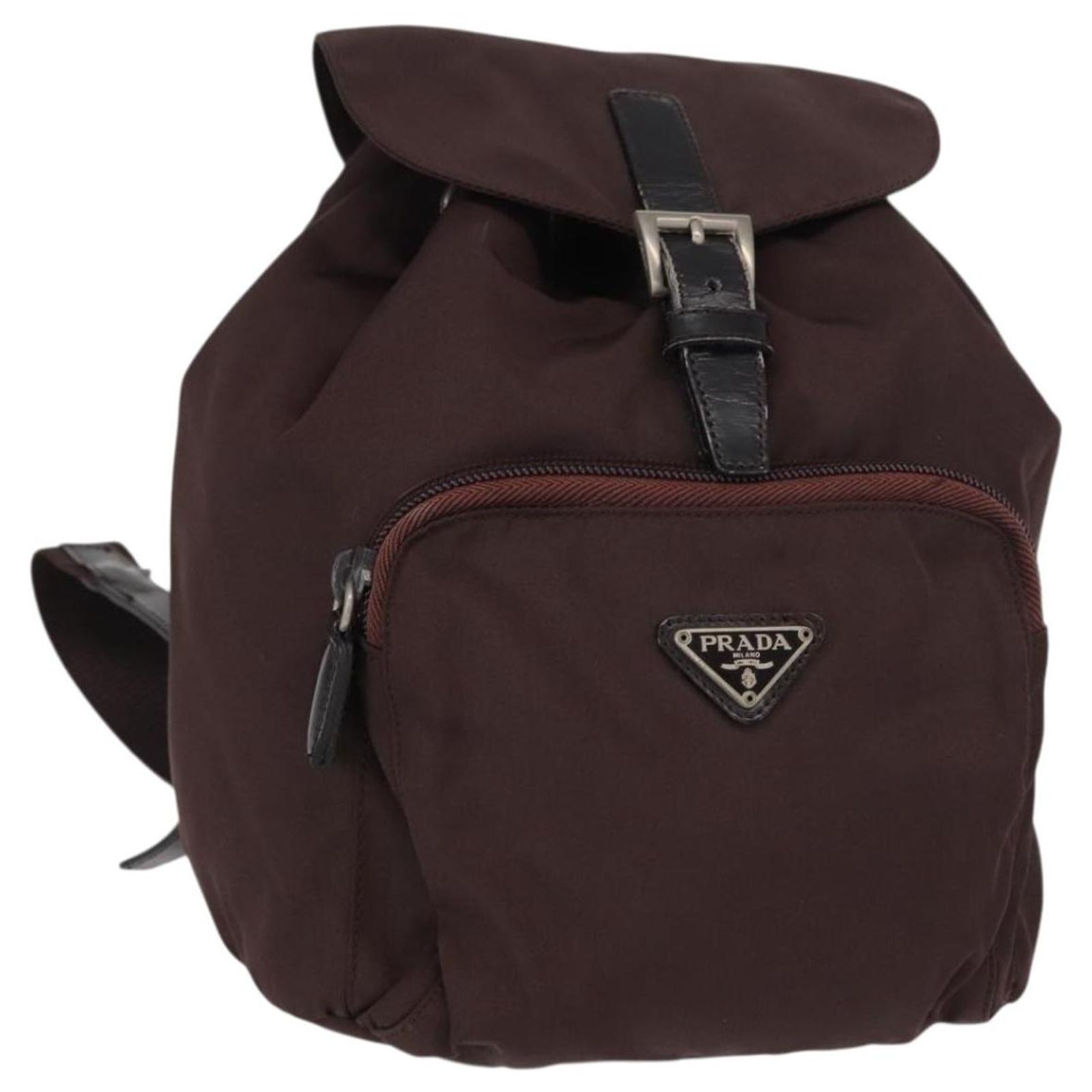 PRADA Backpack Nylon Brown Silver Auth 151264 Silvery ref  display picture 1
