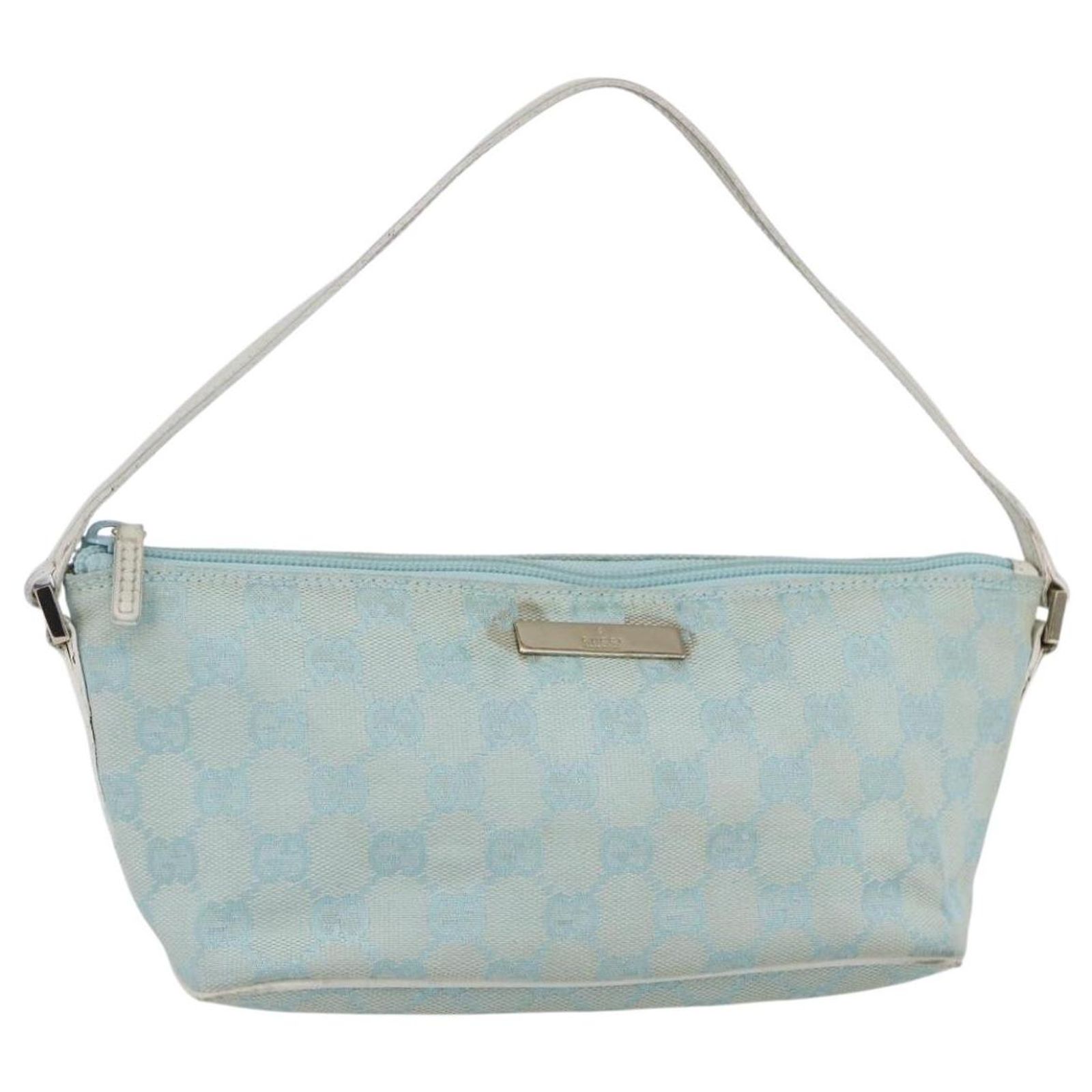 GUCCI GG Canvas Accessory Pouch Peppermint Gold 039 1103 Auth 