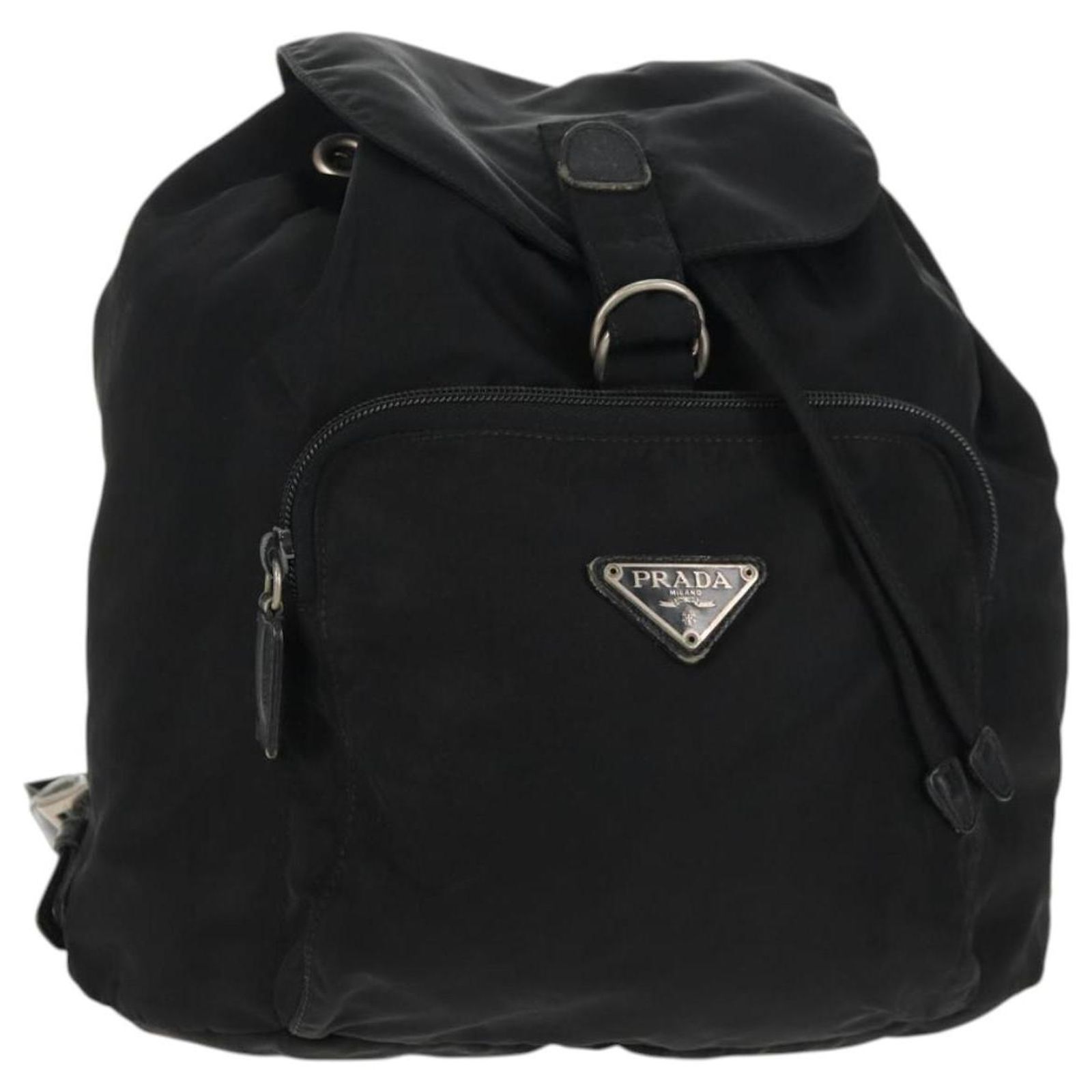 PRADA Backpack Nylon Leather Black Silver Auth ka2564 PRADA Backpack Nylon Black Silver Auth gh1538 Silvery ref  main image 2