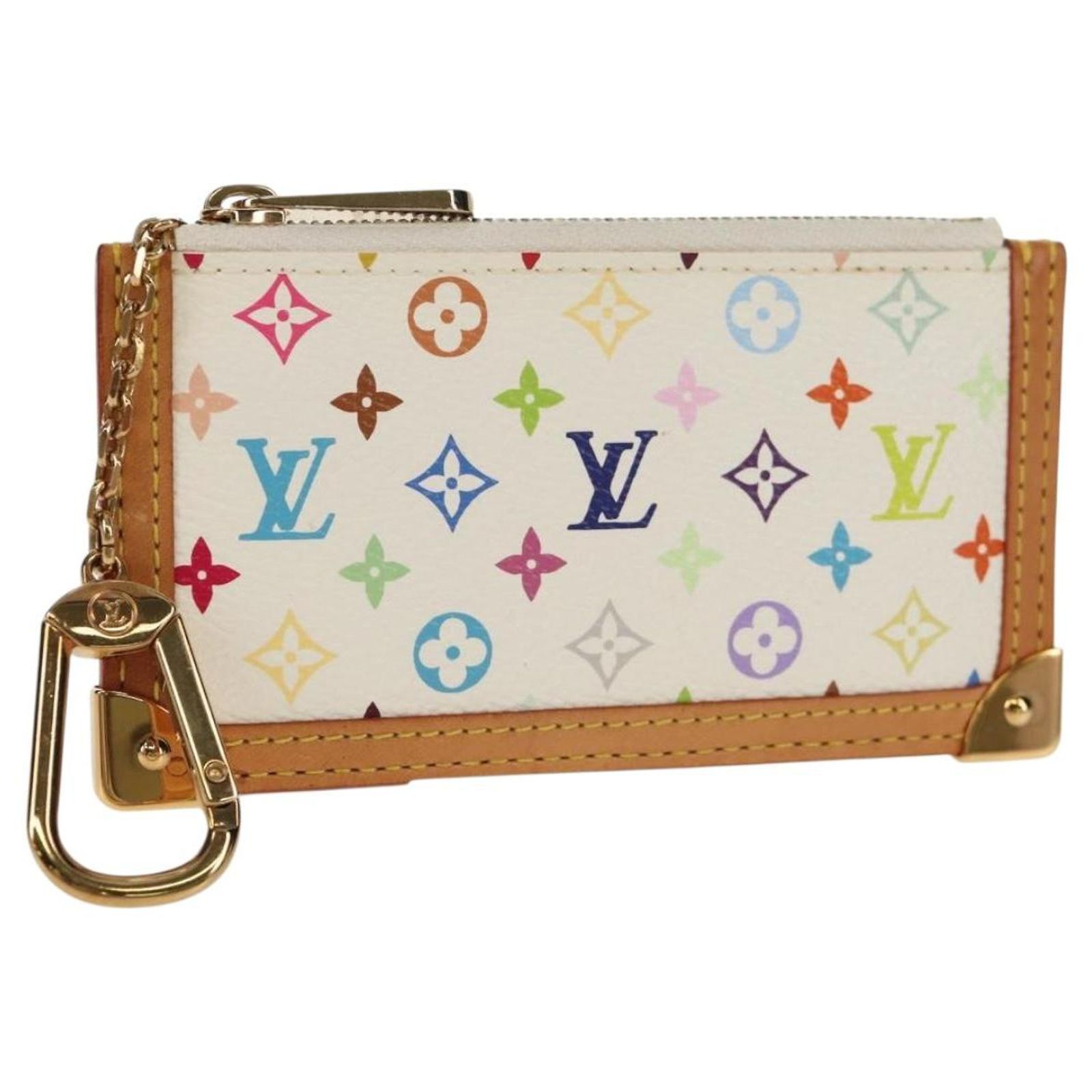 LOUIS VUITTON Monogram Multicolor Pochette Cles Purse White  display picture 1