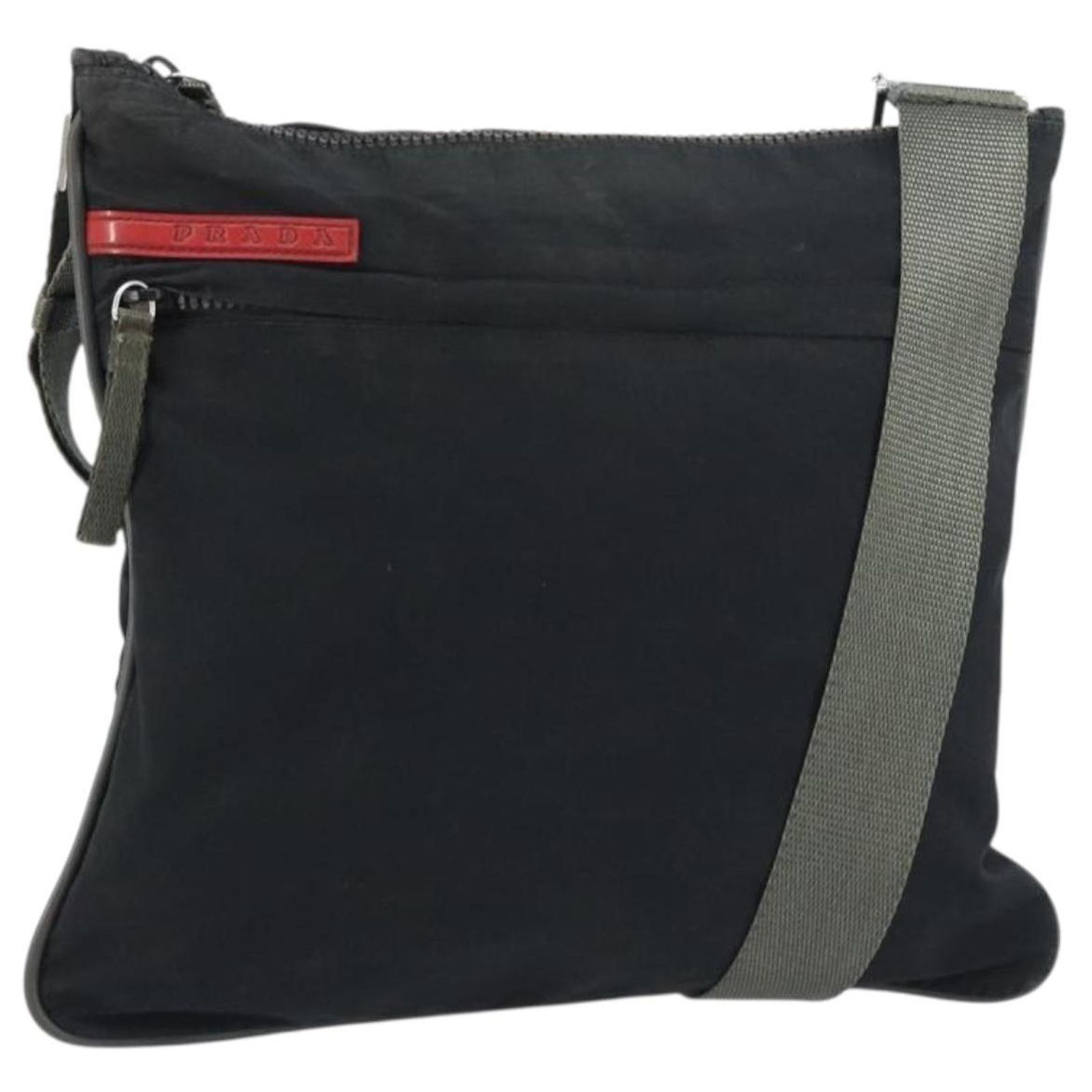 PRADA Sports Shoulder Bag Nylon Black Silver Auth ti3522 Silvery 
