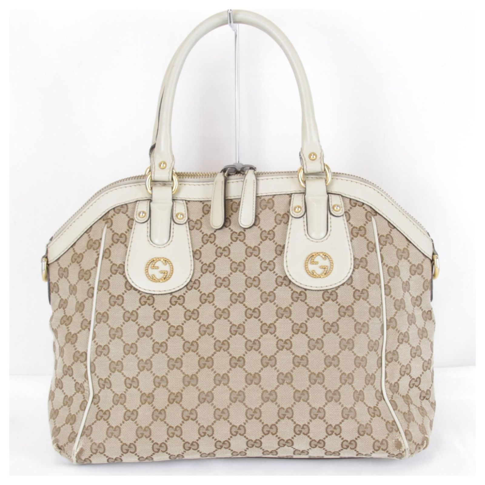 GUCCI Interlocking G Handbag in Beige Leather Cloth ref.JC2715055 (Sold ...