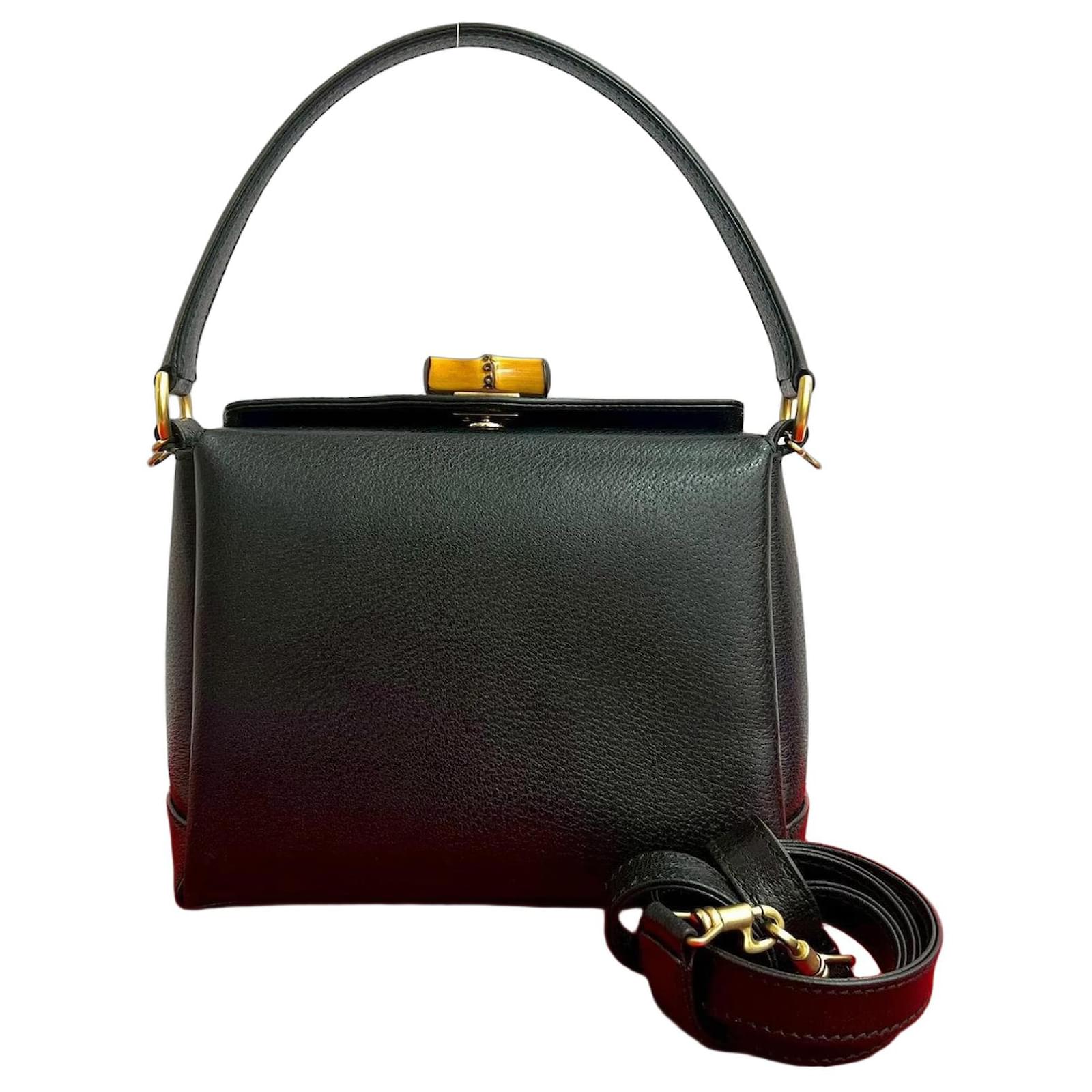 Gucci Bamboo Leather 2way Handbag Black ref.2716106 - Joli Closet