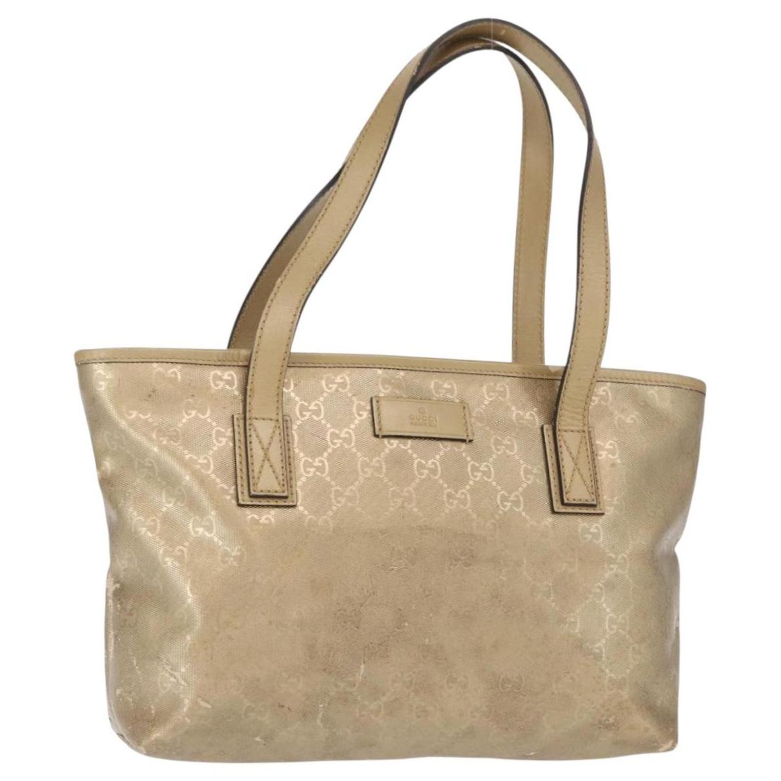 GUCCI GG implementation Tote Bag PVC Gold 211138 Auth 156414 Golden ref ...