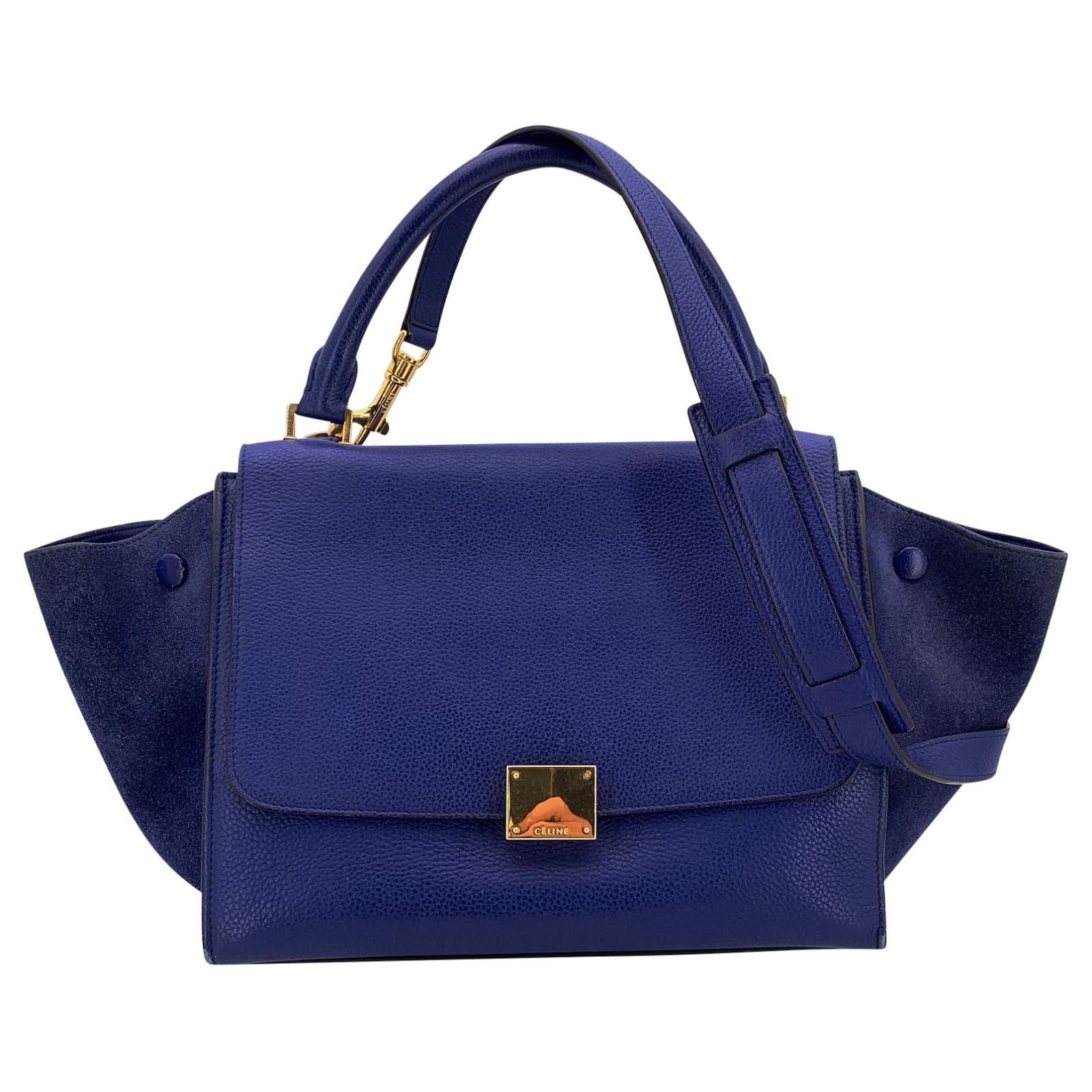 Céline Celine Leather Handbag Trapeze Blue ref.2719560 - Joli Closet