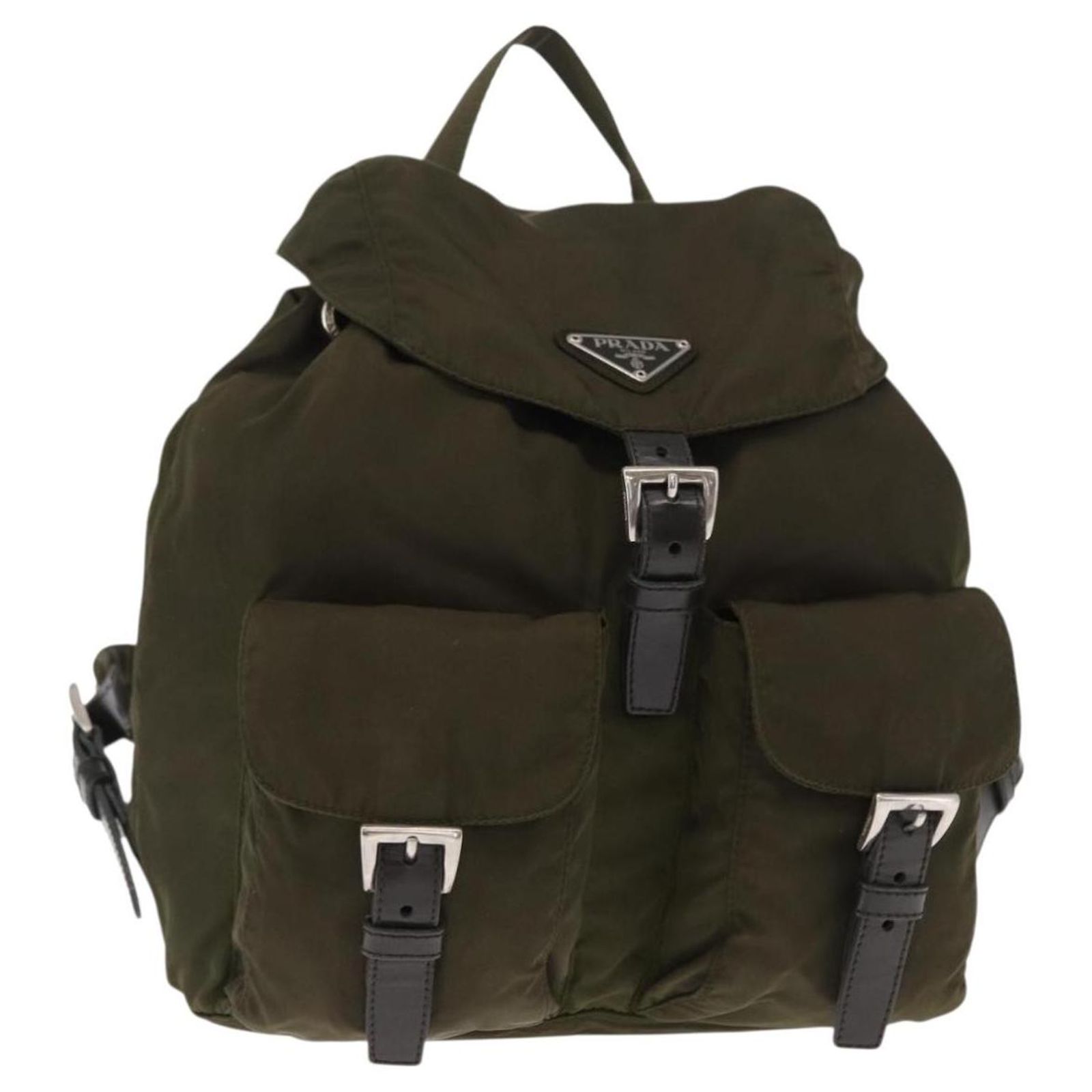 Prada Tessuto Front Pocket Backpack- Medium Prada Double Front Pocket Backpack Tessuto Medium White  main image 4