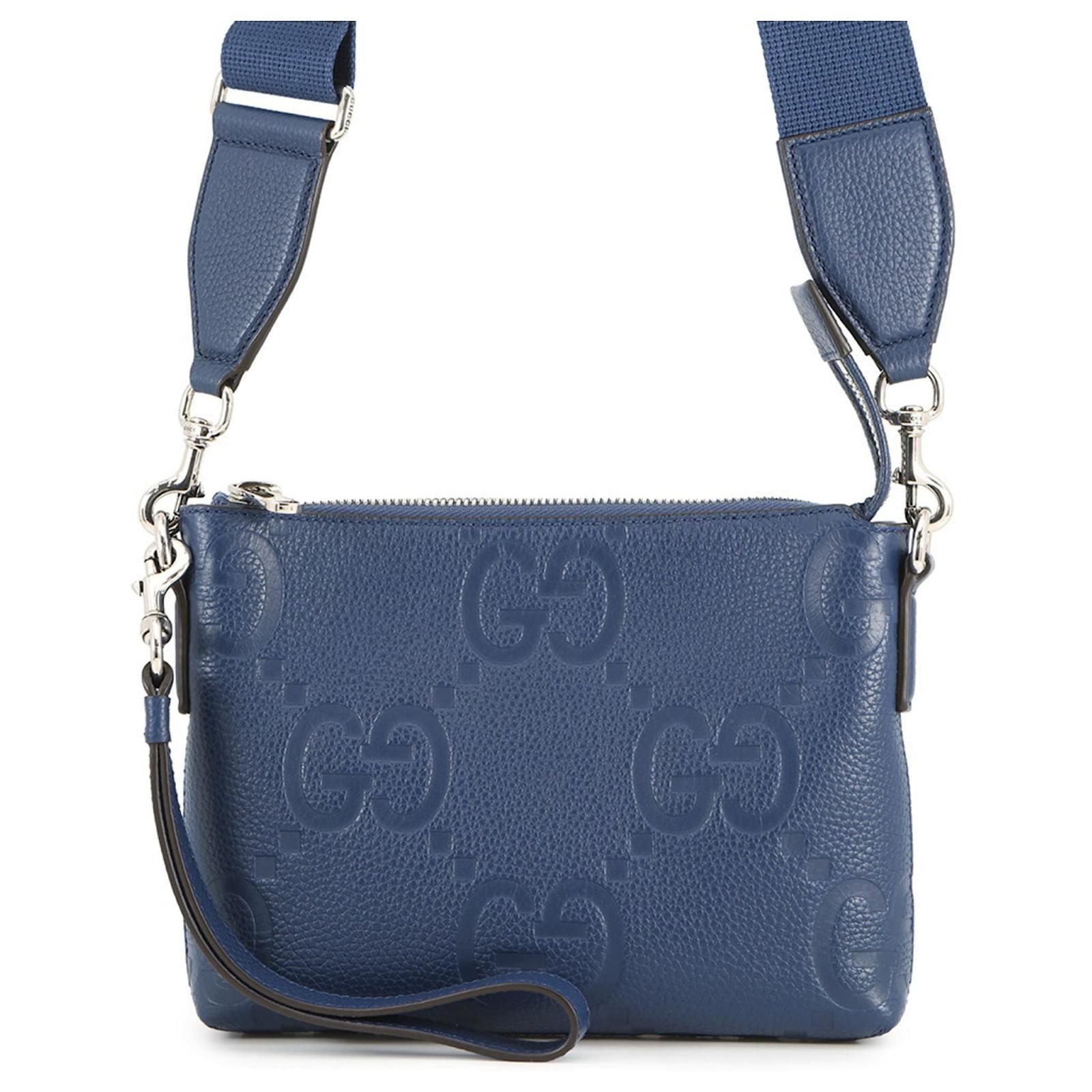 Gucci Jumbo GG Small Leather Shoulder Bag Navy blue ref.JC2729560