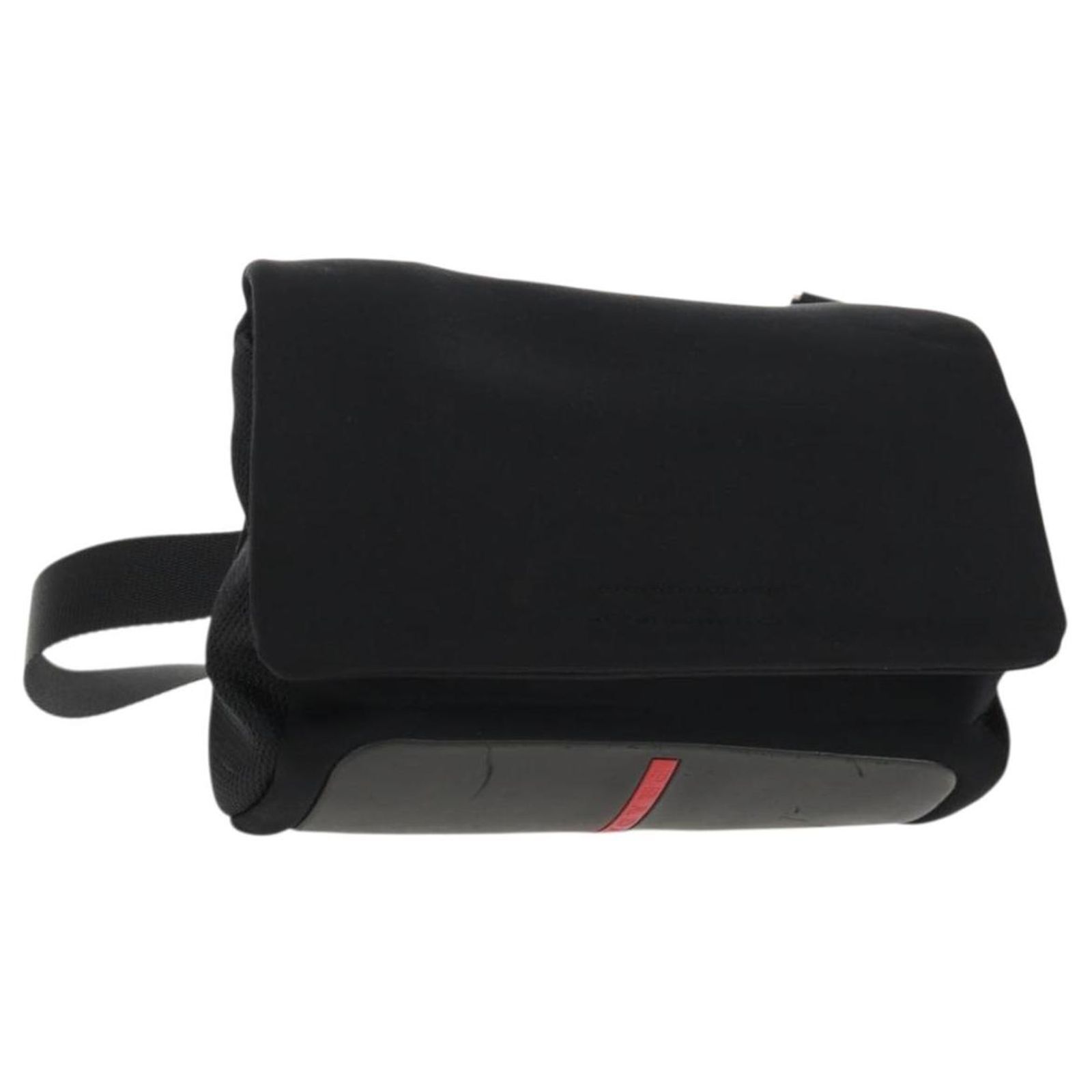PRADA Sports Shoulder Bag Nylon Black Silver Auth bs31901 Silvery 