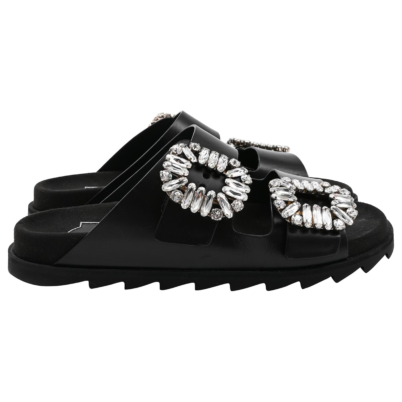 Roger Vivier Slidy Viv Mules in Black Leather ref.2730832 - Joli