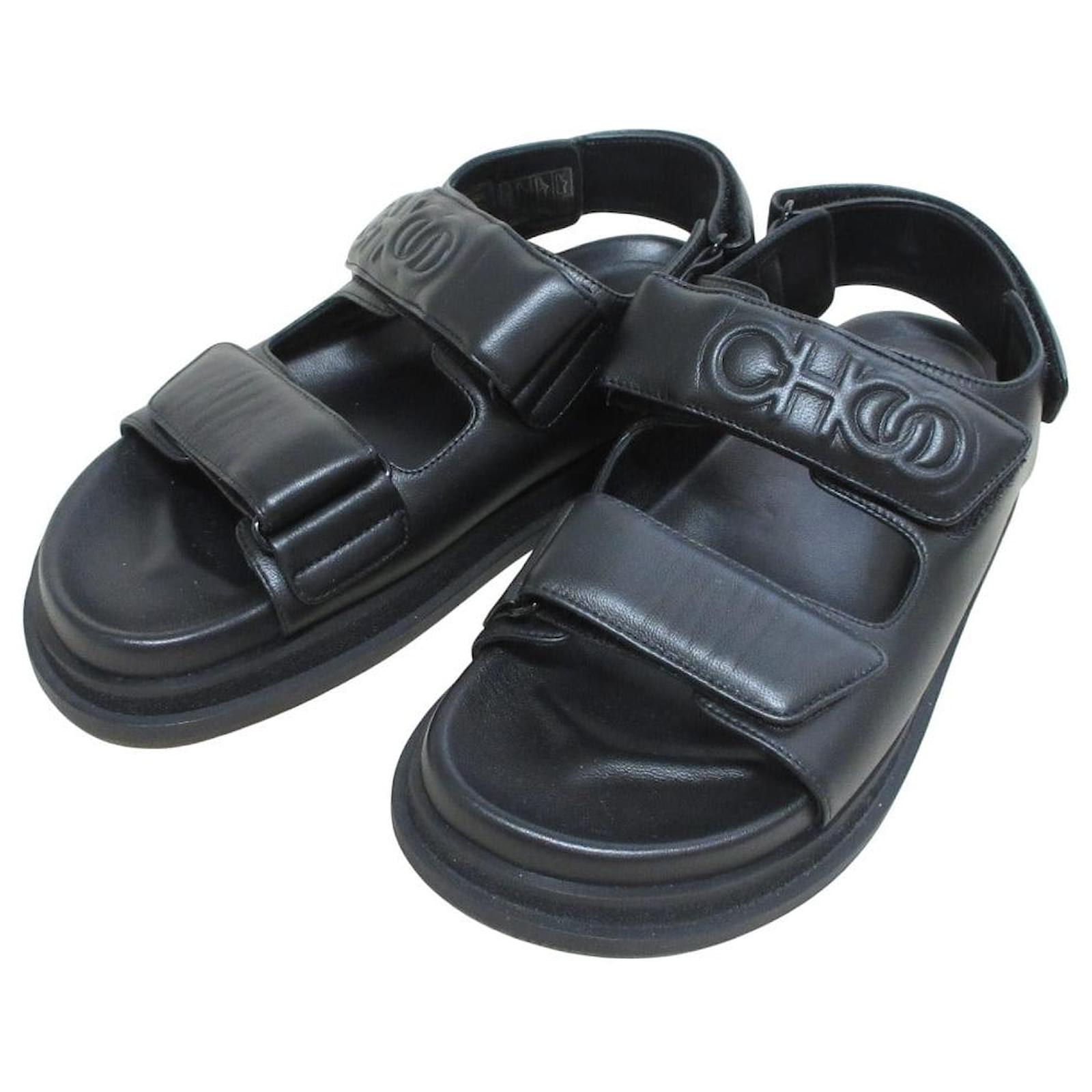 Jimmy Choo LUG NAPPA LEATHER Flat Sandal Black ref.JC2731010 (Sold