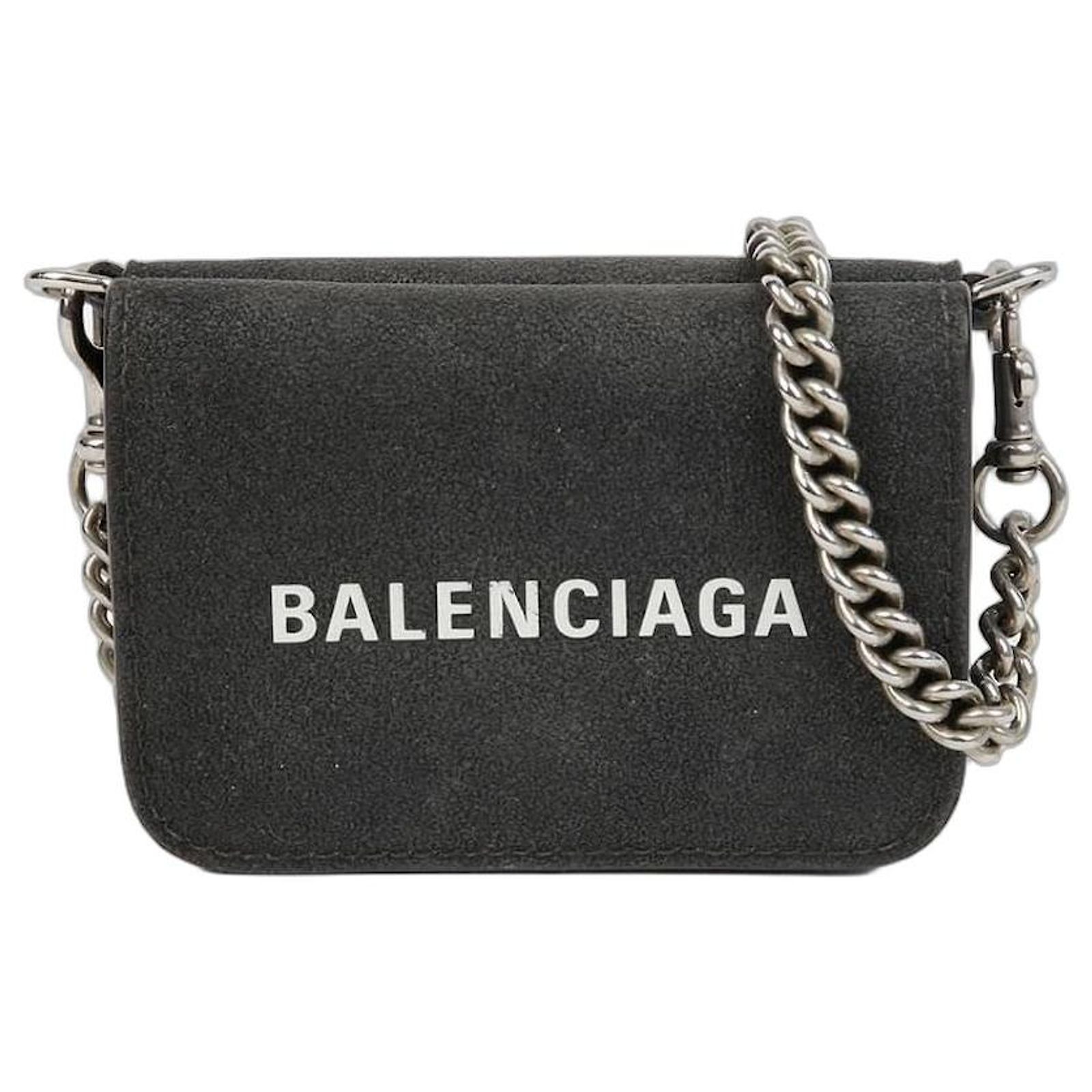 Balenciaga Mini Cash Chain Wallet Black Leather ref.JC2731409 