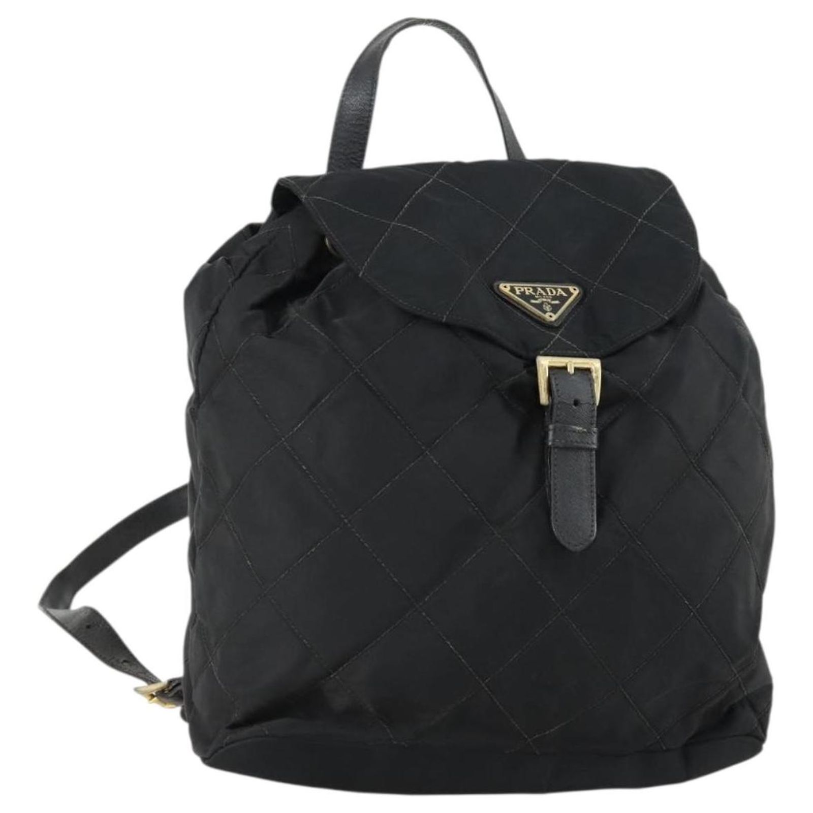 PRADA Backpack Nylon Black Gold Auth ka1154 Golden ref  display picture 3