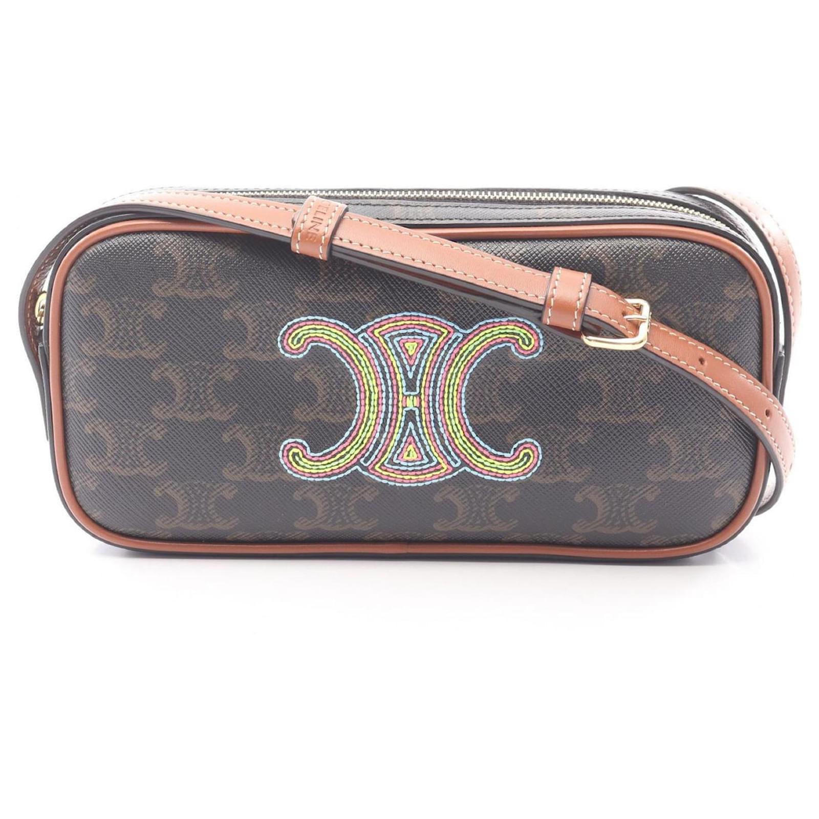 Céline Celine Cuir Triomphe Mini Camera Bag Brown Black Multiple