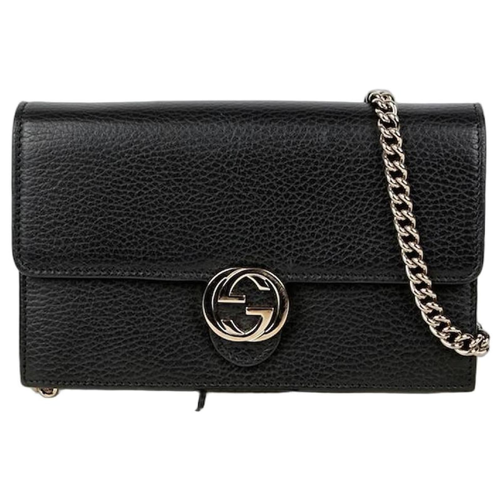 Gucci Interlocking Mini Woc Crossbody Bag Black Leather ref