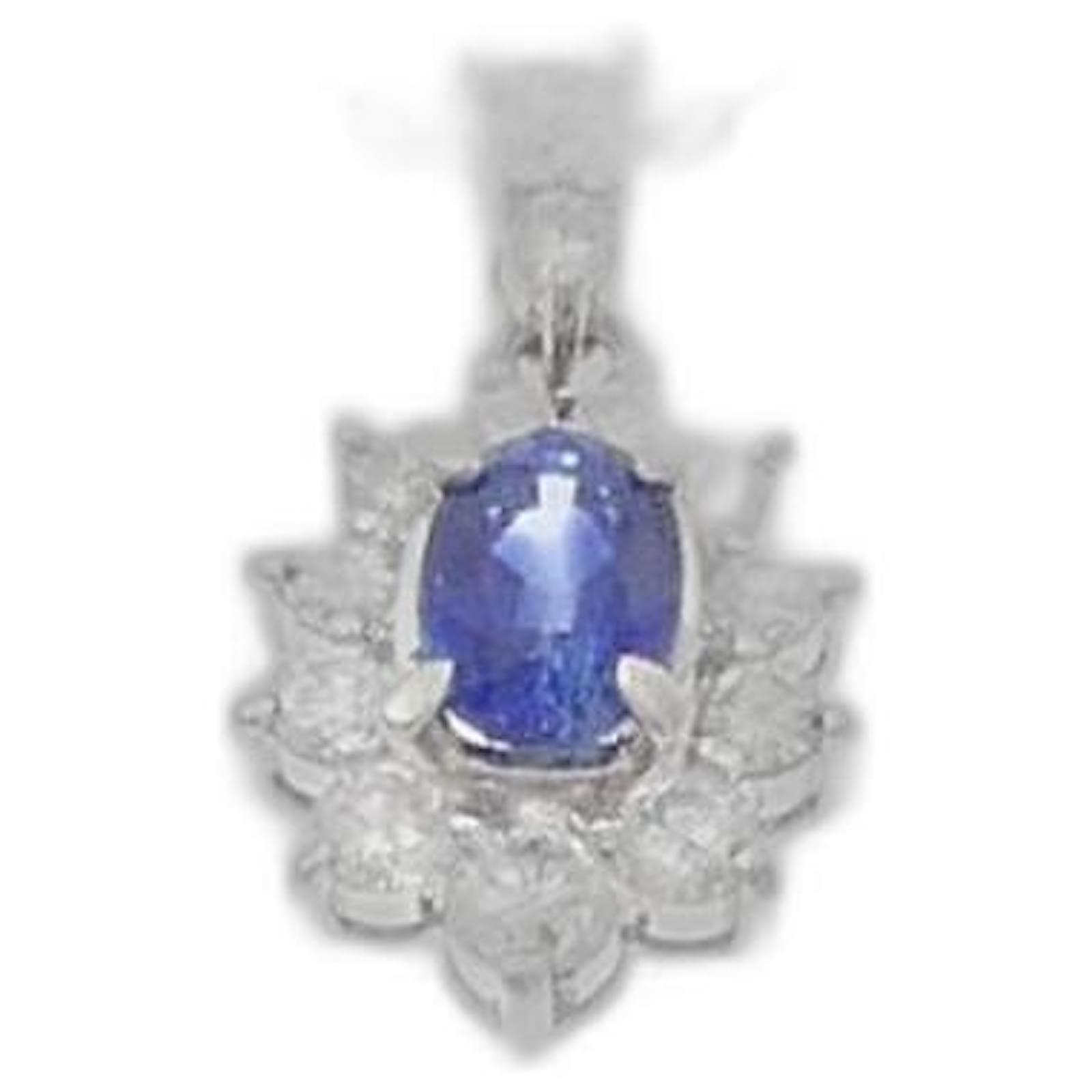 Autre Marque Collier en saphir et diamant Pt900 Pt850 Métal