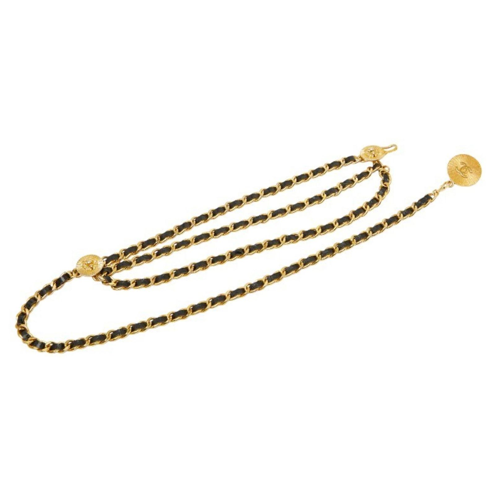 Chanel Coco Mark Lion Motif Chain Belt Black Golden ref  display picture 1