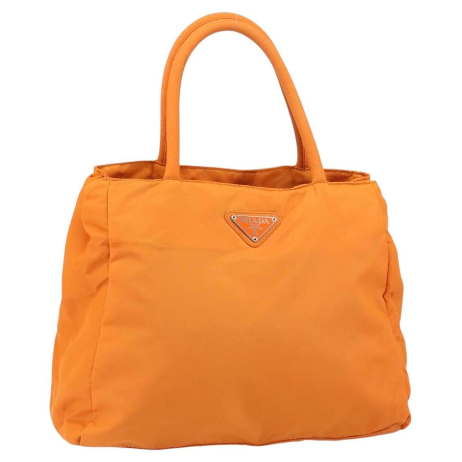 PRADA Tote Bag Nylon Orange Silver Auth gh1541 Silvery ref.2746877