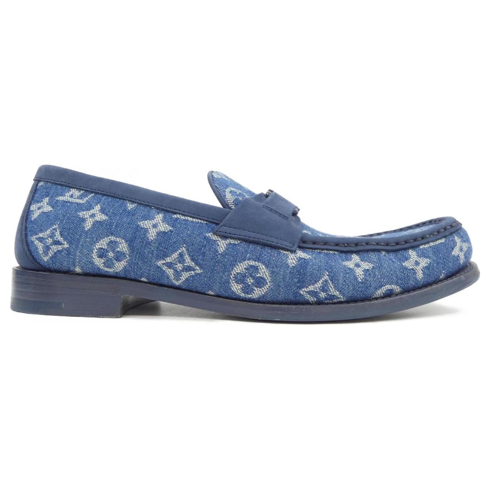 blue louis vuitton dress shoes Louis Vuitton Blue Leather Wingtip Brogue Oxford Men's Dress Shoes Size 7M  LV