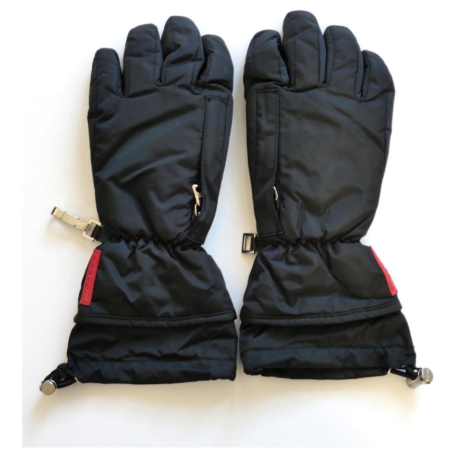 Prada Linea Rossa Archival Nylon & Leather Ski Gloves Black ref