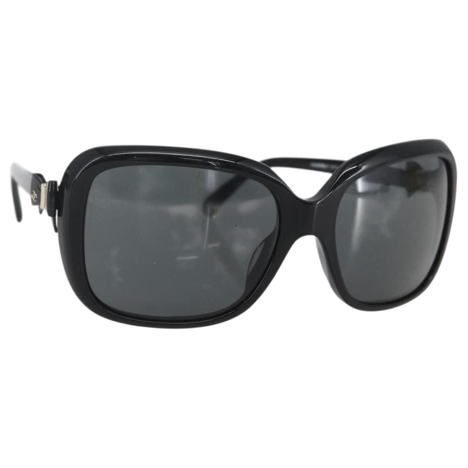 CHANEL Ribbon COCO Mark Sunglasses plastic Black 5171-A CC Auth