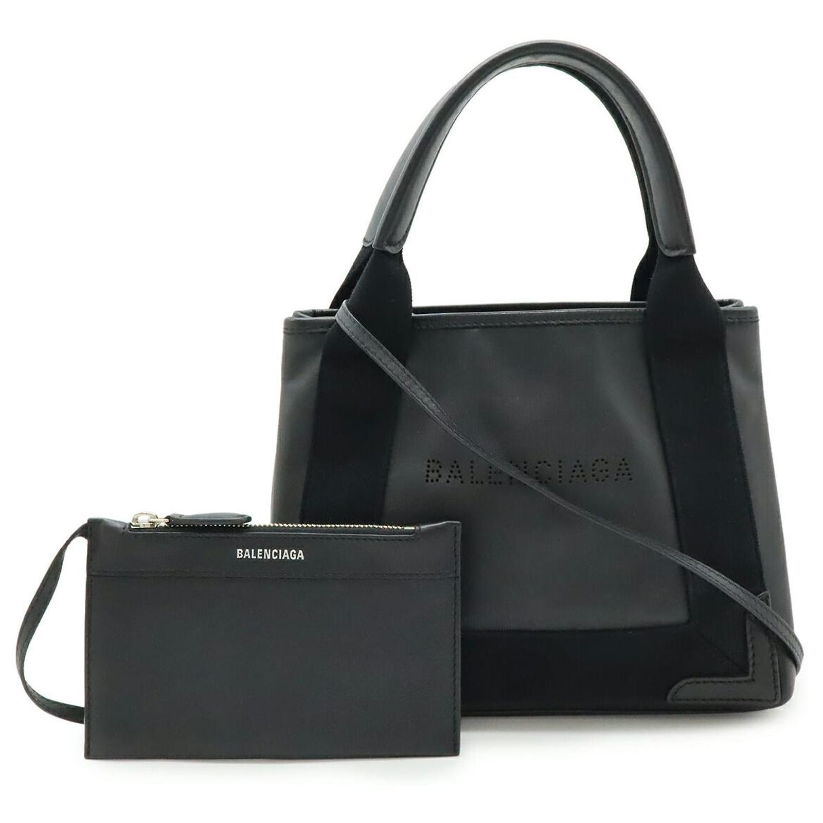Balenciaga Navy Cabas XS Leather 2way Bag Black ref.JC2756027 
